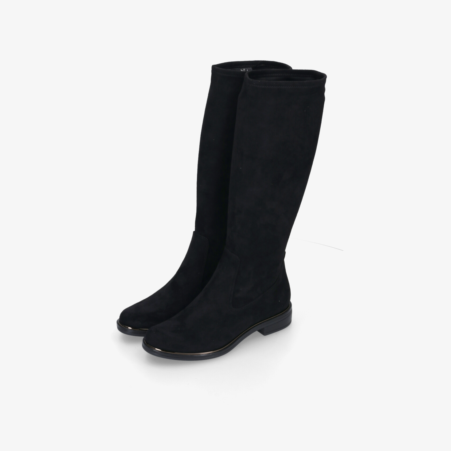 Elegante schwarze hohe Stiefel mit flacher Sohle und komfortabler Passform, modernes Design für vielseitigen Einsatz