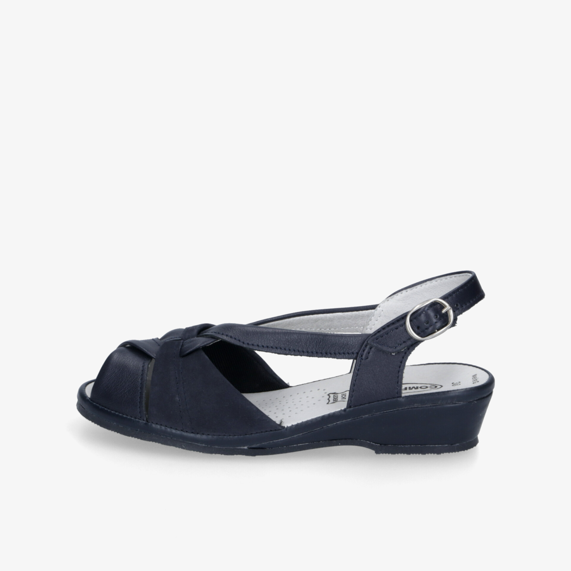 Schwarze elegante Sandale mit verstellbarem Riemen und offener Zehenpartie, leichter und bequemer Tragekomfort