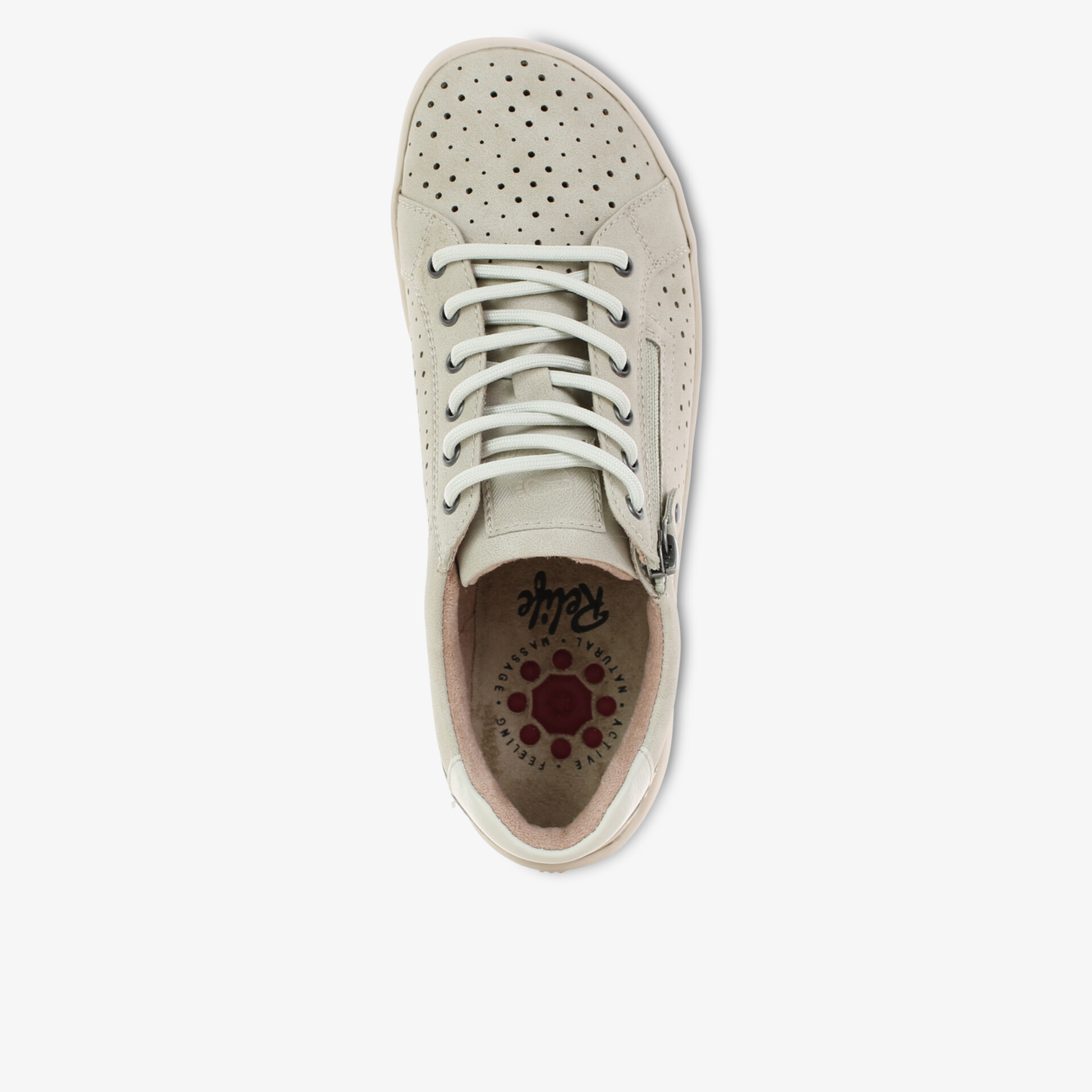 Moderner Schnürschuh mit perforiertem Obermaterial und bequemem Innenfutter.