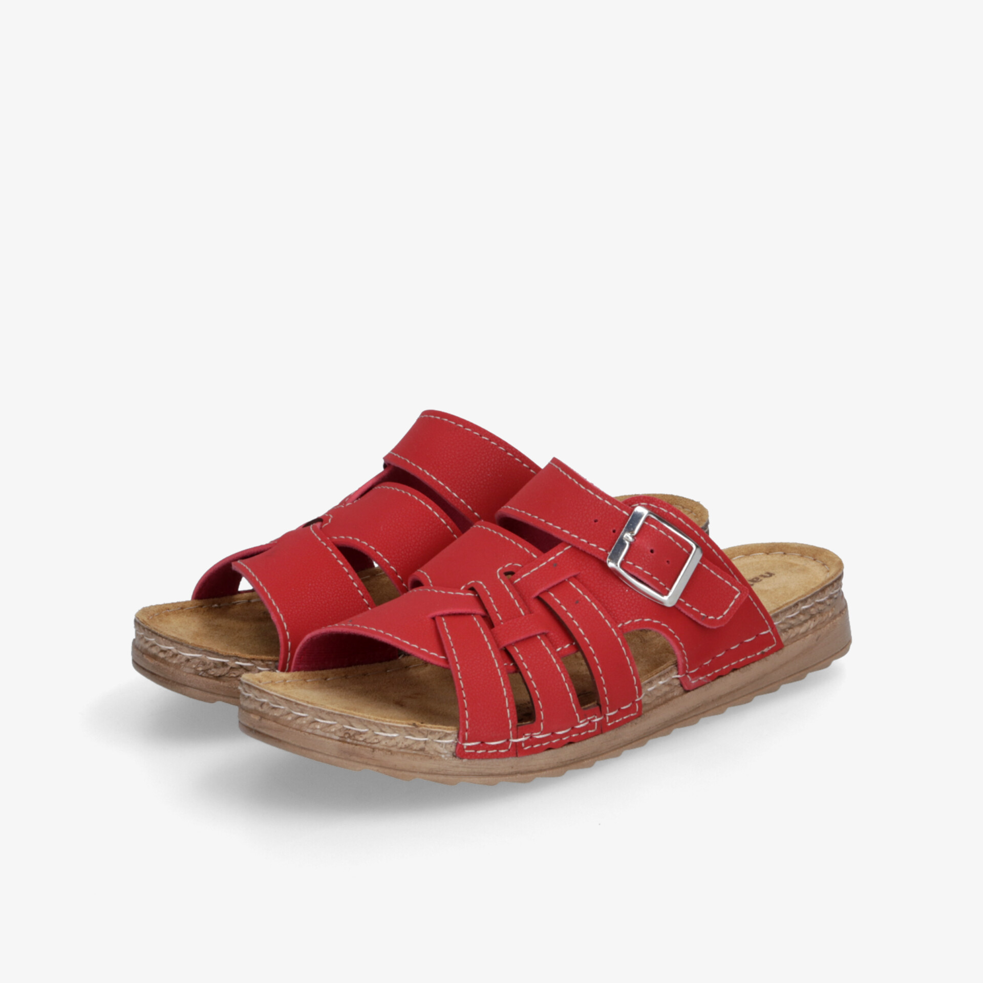 Rote Ledersandale mit verstellbarem Riemen und bequemer, robuster Sohle für angenehmen Tragekomfort