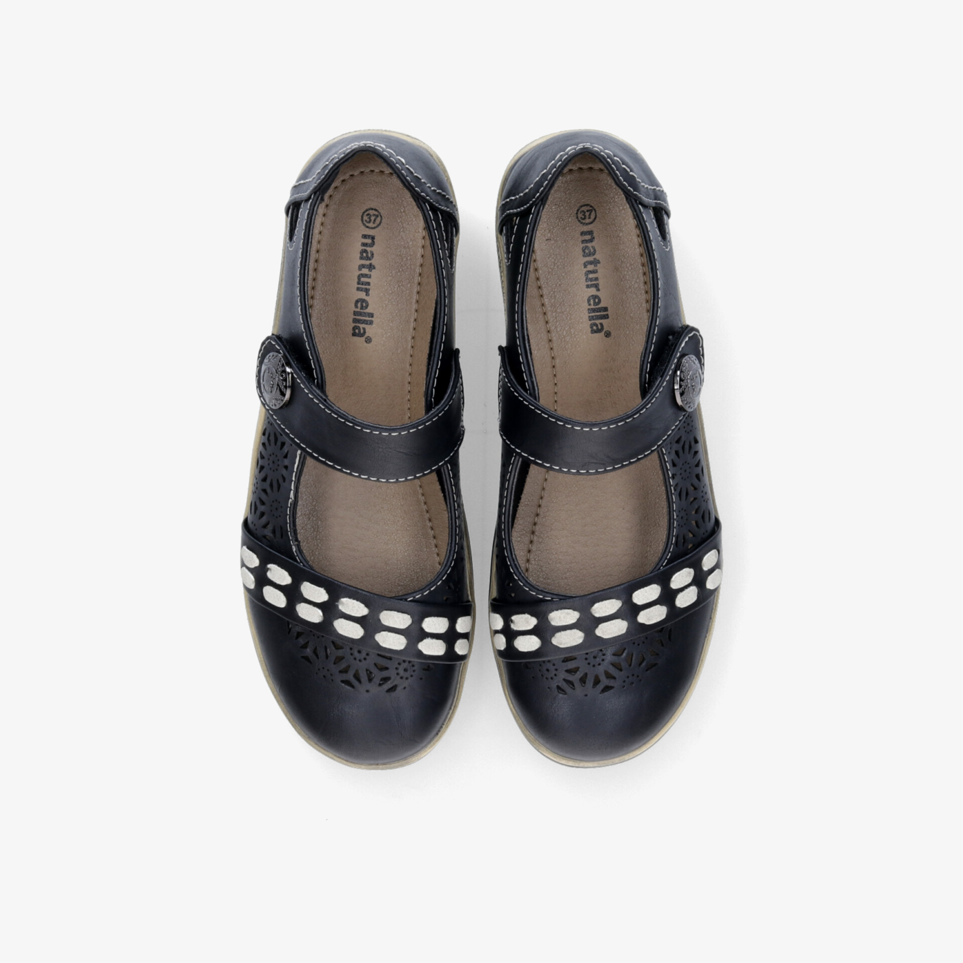 Schwarzes Paar Mary Jane Schuhe mit verstellbarem Riemen und gepolsterter Innensohle, bequem und elegant