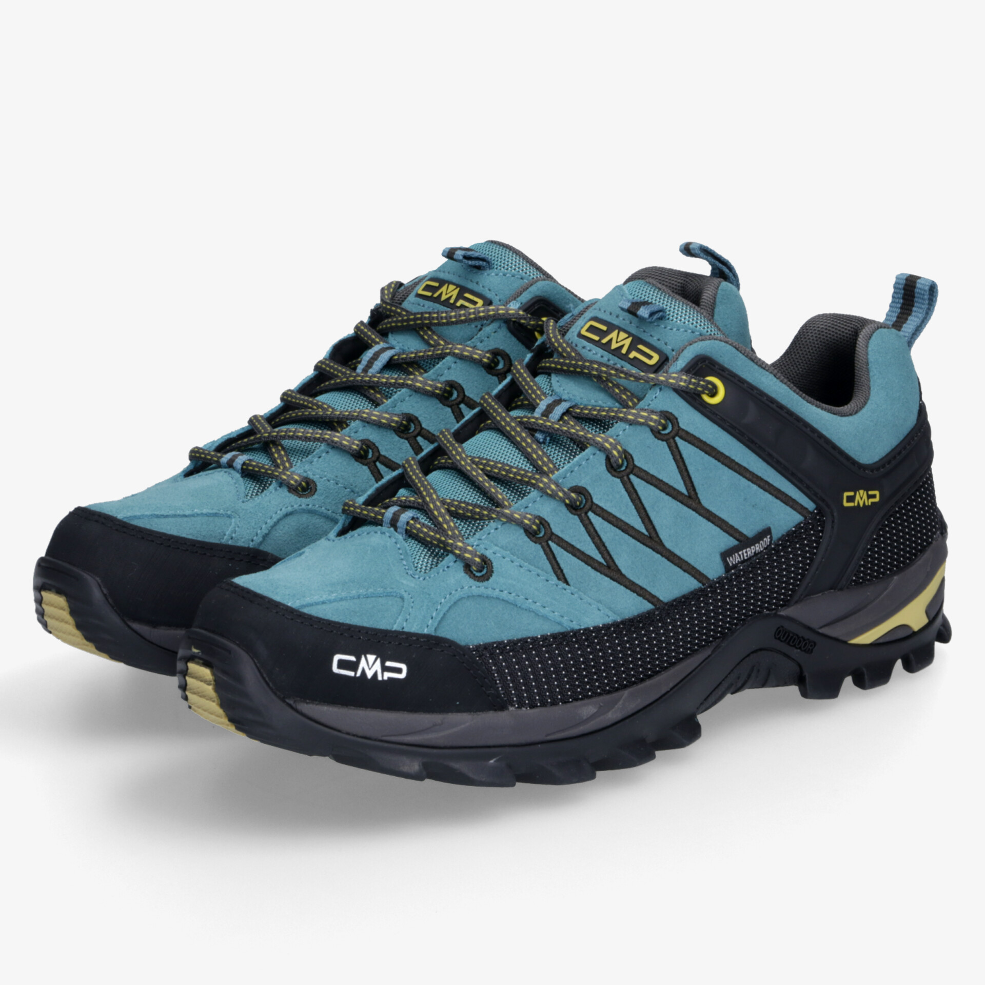 Robuste Trekking-Schuhe in Blau und Schwarz mit schnürsystem und rutschfester profilsohle für optimalen Halt beim Wandern