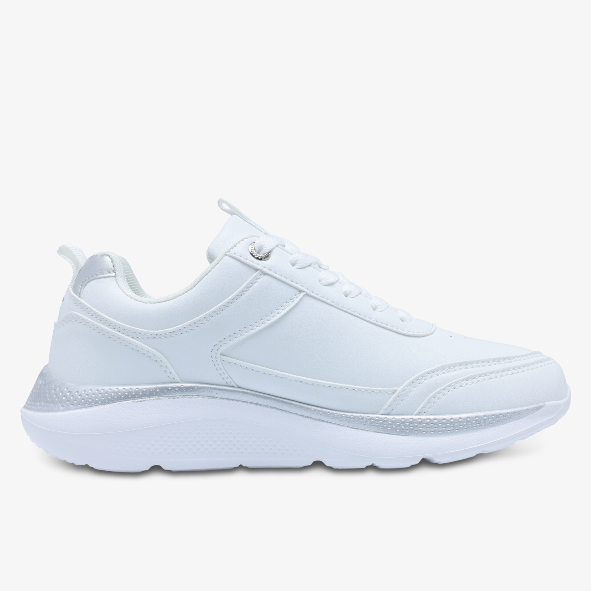 leichter weißer Sneaker mit seitlicher Ansicht, sportlich und bequem