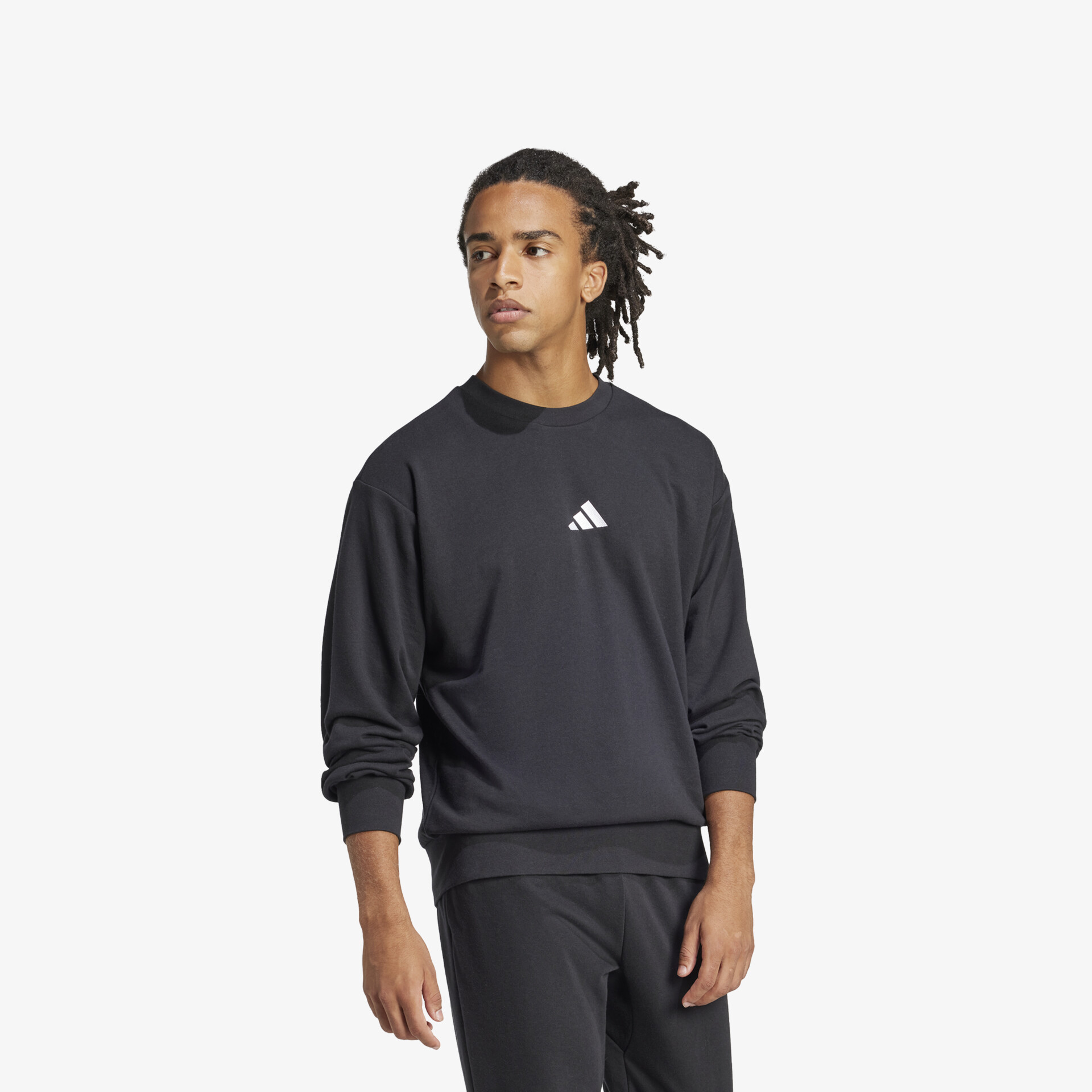 Schwarzer Pullover mit Adidas-Logo, sportlich und bequem mit Langarm und klassischem Schnitt