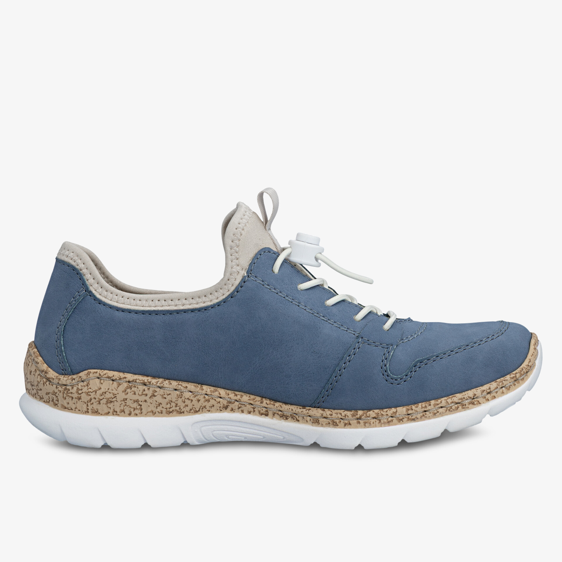 Bequemer, blauer Sneaker mit heller Sohle und modernem Design