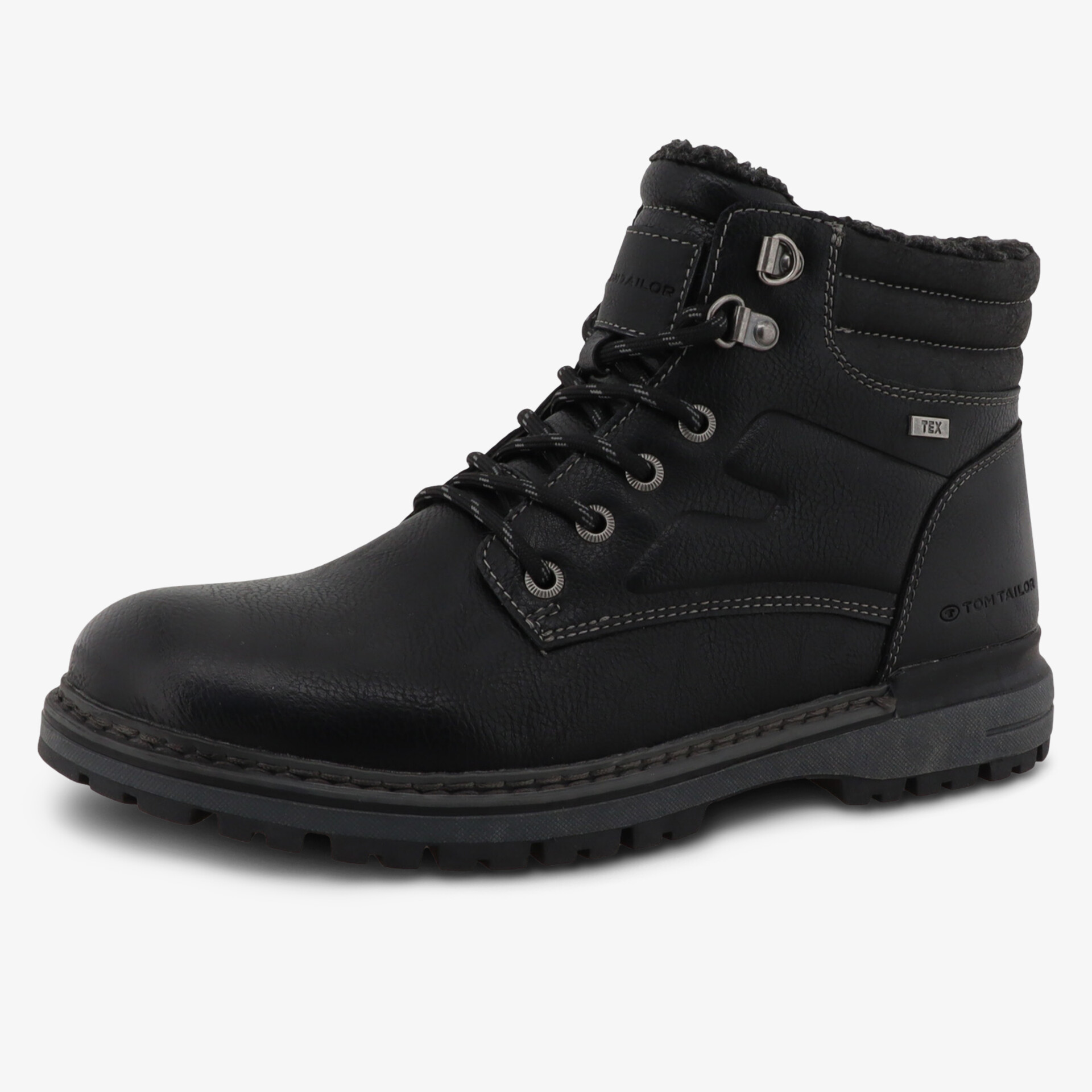 Wasserdichter schwarzer Winterstiefel mit robuster Schnürung und rutschfester Sohle für optimalen Halt