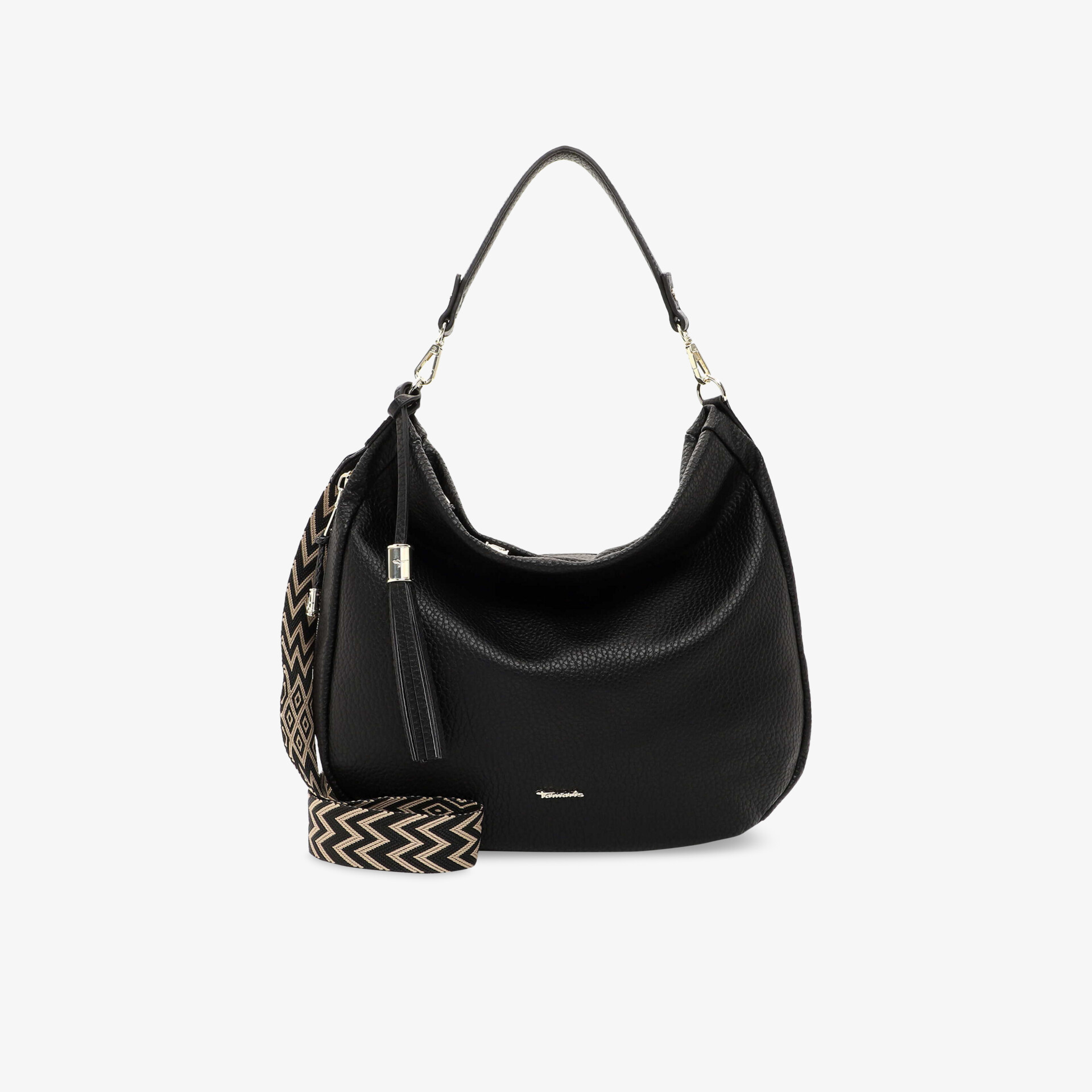 Schwarze Handtasche mit weichem Material und geräumigem Innenraum, abnehmbarer modischer Schulterriemen