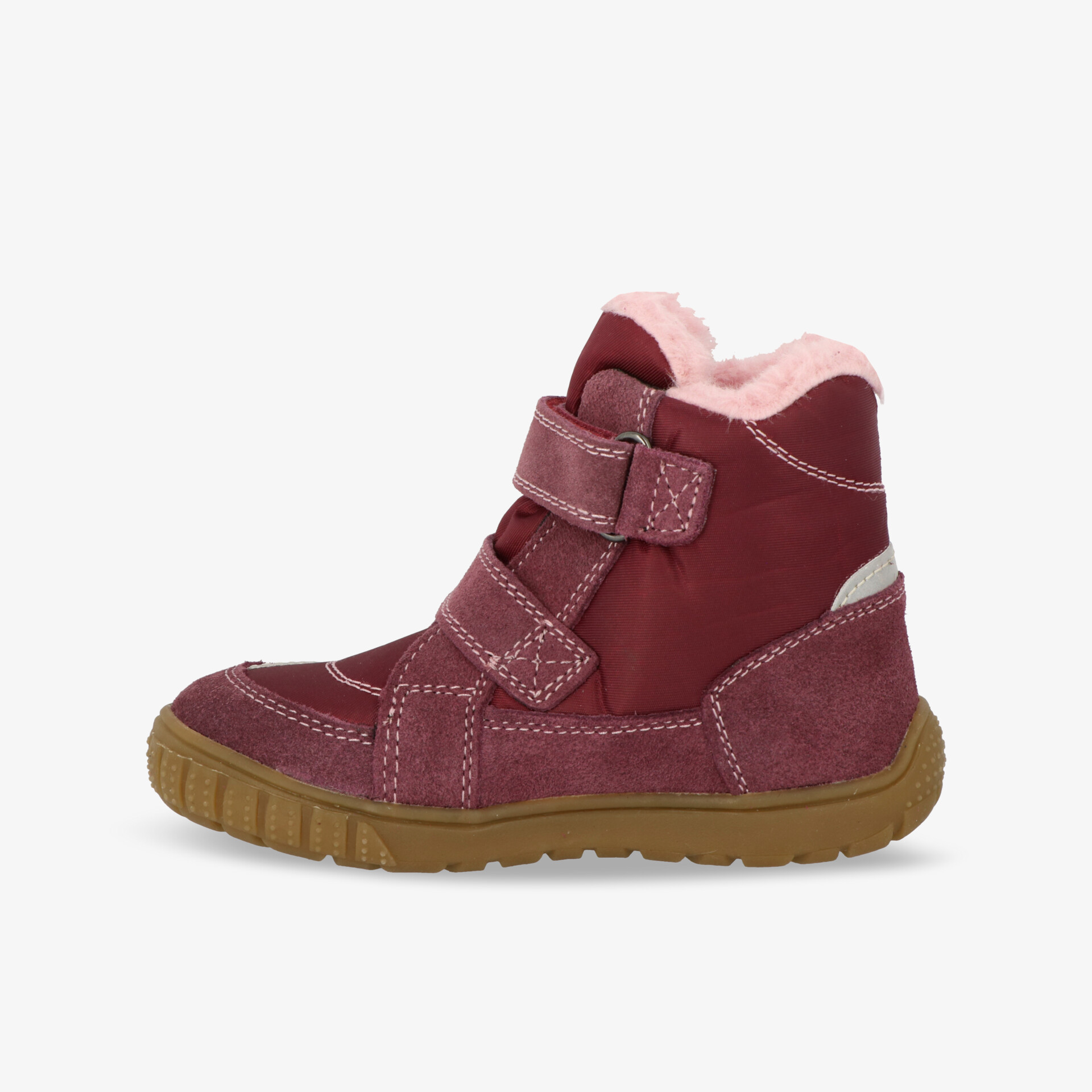 Warmer Winterstiefel mit beige Velcro-Verschluss, rutschfest und robust für komfortables Tragen.