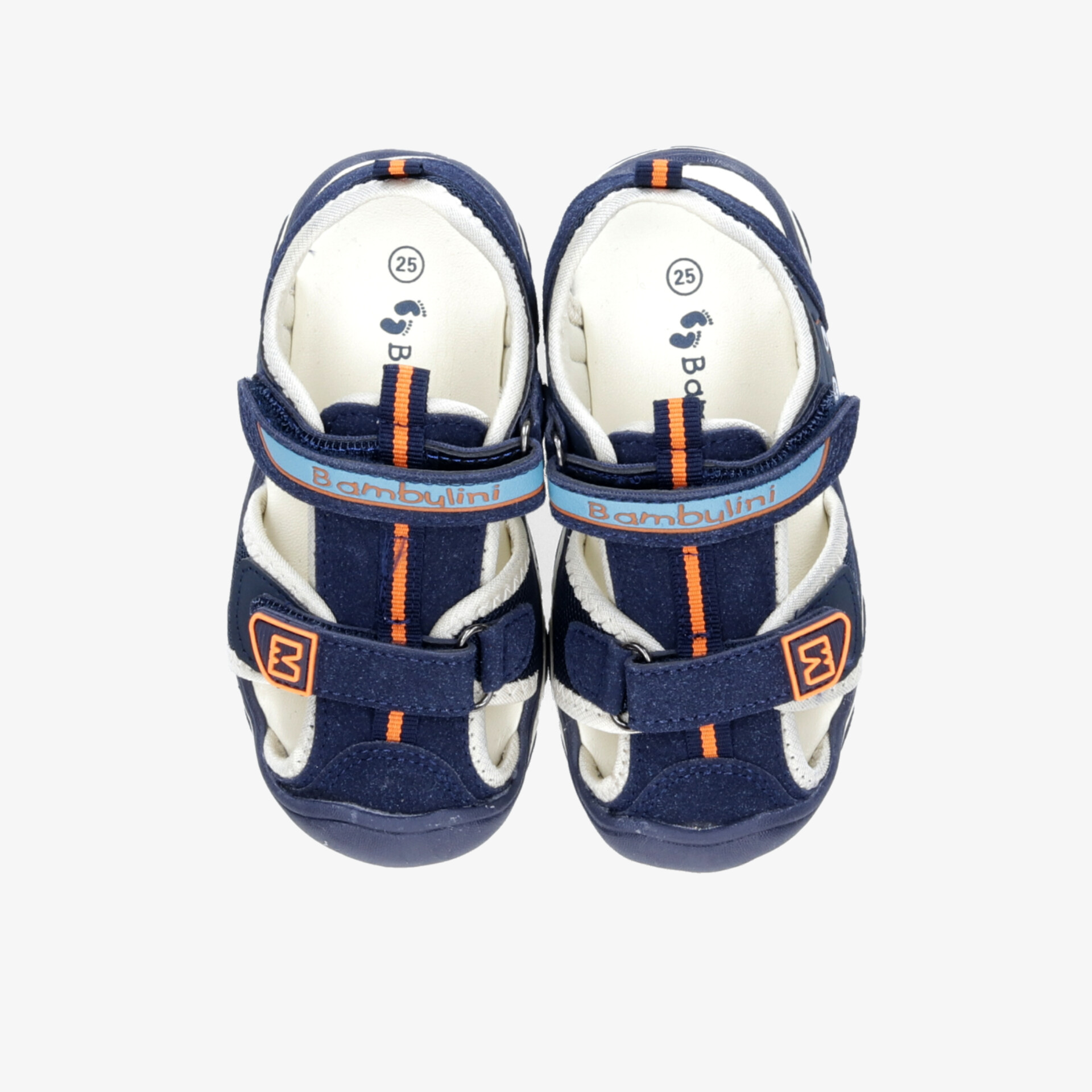 Kinder Sandalen in Navy mit Orange Akzenten, verstellbar und rutschfeste Sohle für bequemen Halt