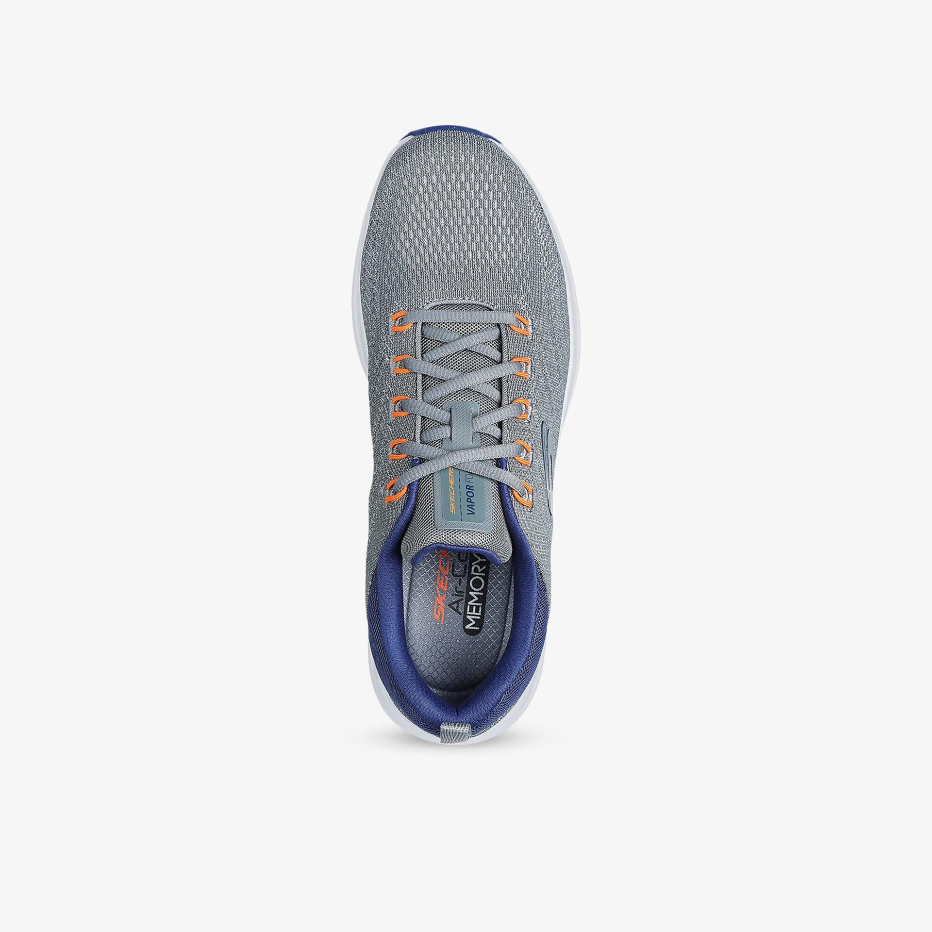 Grauer Sportschuh mit atmungsaktivem Material und bequemen Schnürsenkeln, weibliche und stilvolle Optik von oben