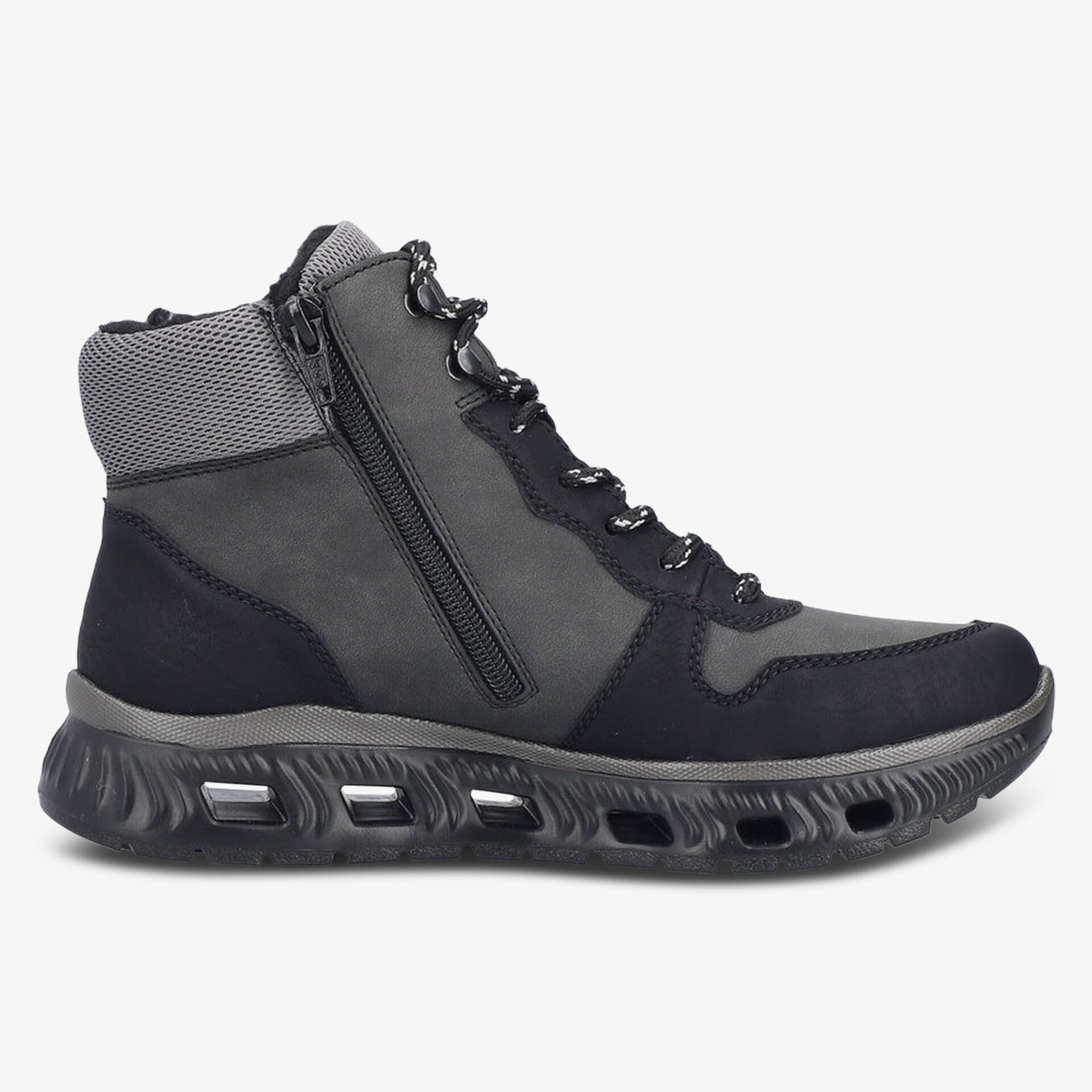 Robuster Stiefel mit seitlichem Reißverschluss, gepolsterter Schaft und rutschfester Sohle für hohen Komfort