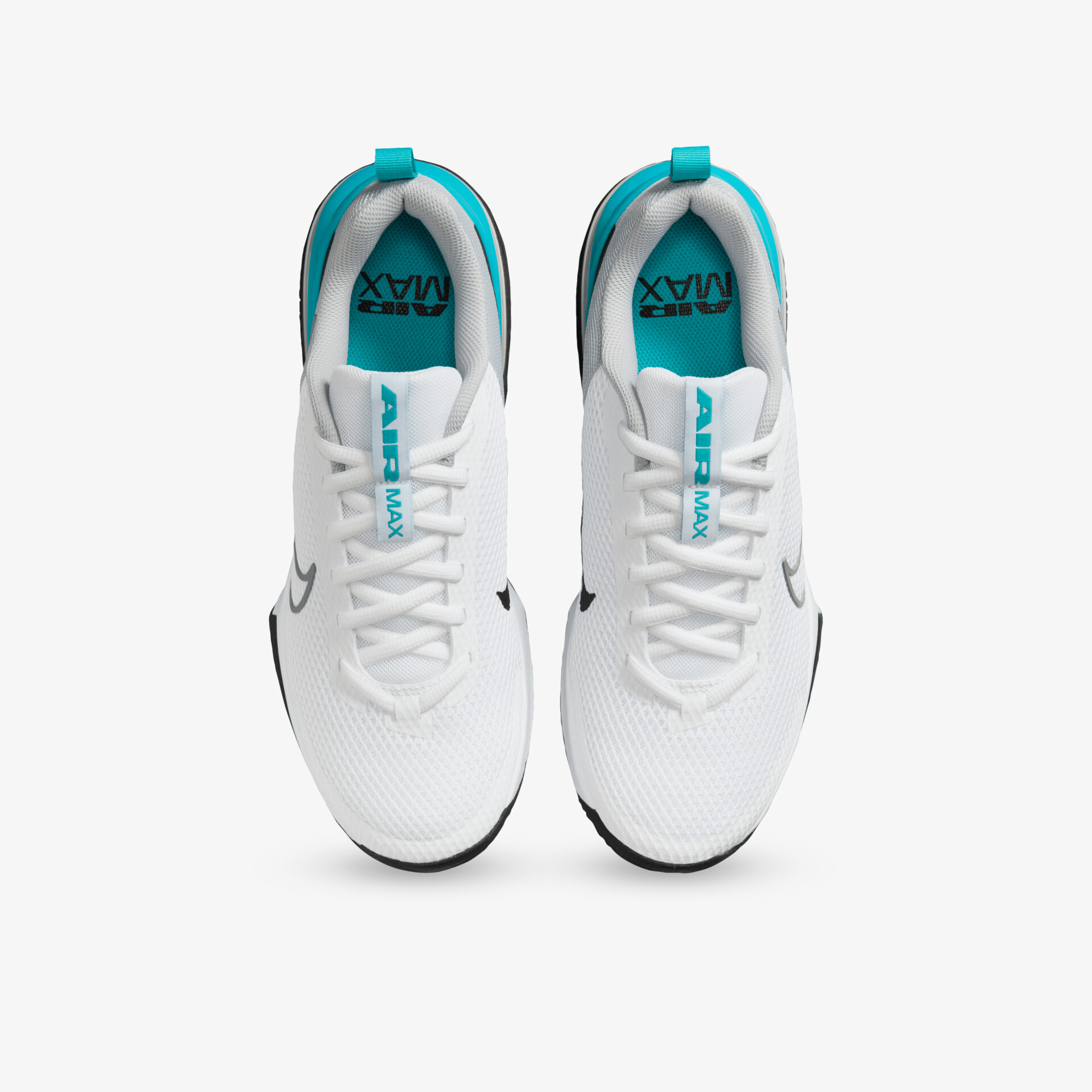 weiße Sportschuhe als Paar in Draufsicht, bequem und atmungsaktiv mit gepolstertem Schaft und leichter Schnürung