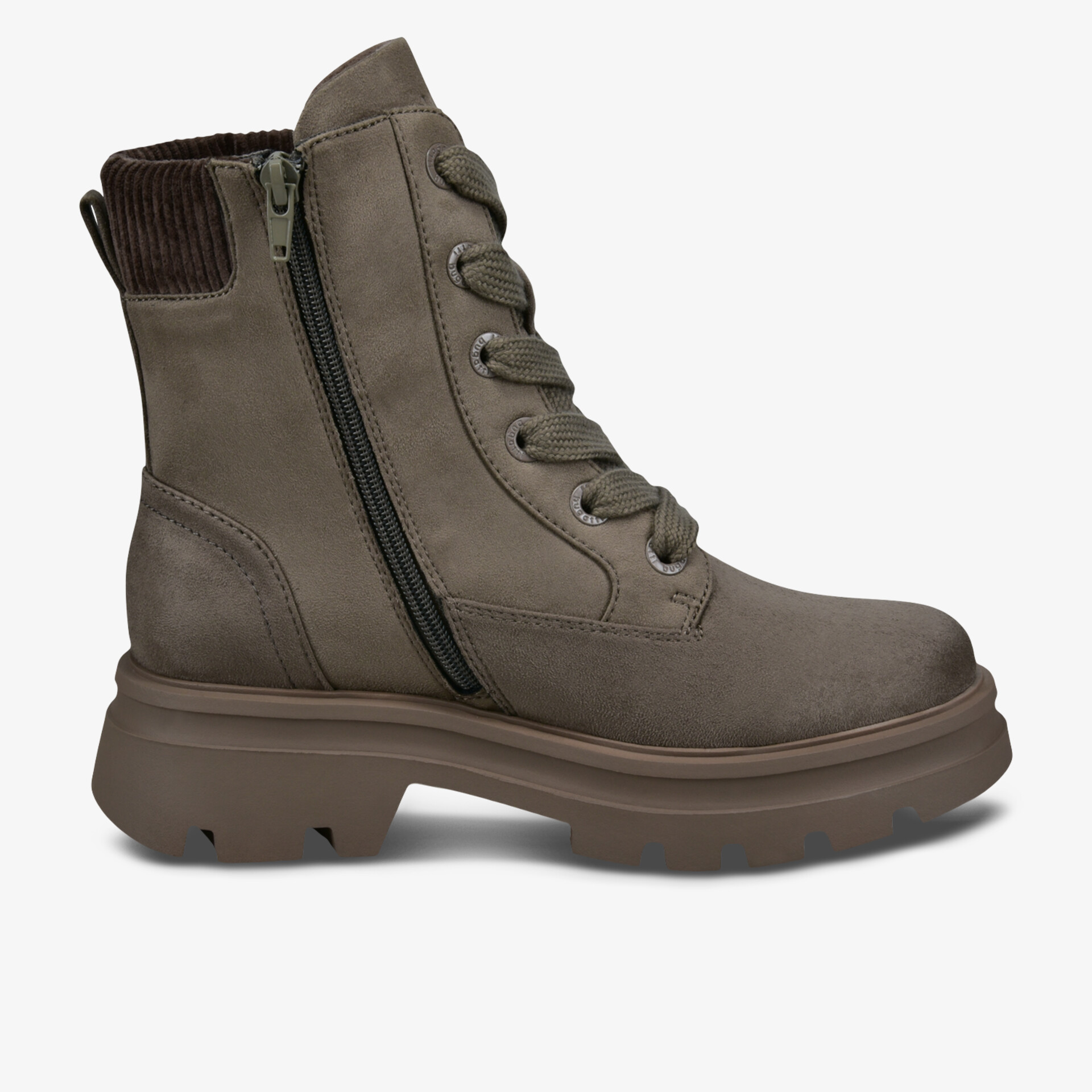 Robuster Schuh mit hohem Schaft, seitlichem Reißverschluss und stabiler Sohle für optimalen Komfort