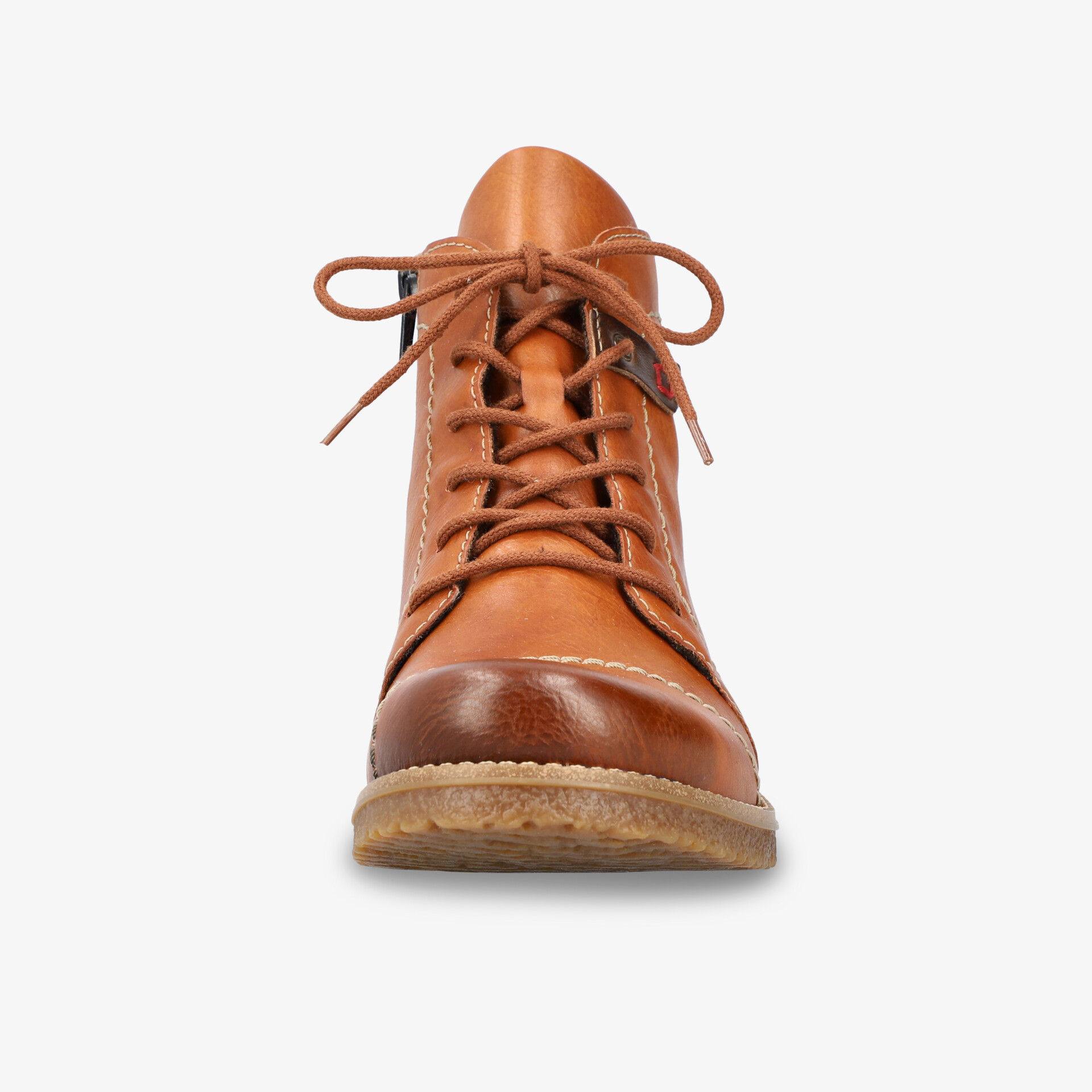 Brauner Lederschuh mit robuster Sohle und komfortabler Passform in eleganter Frontansicht