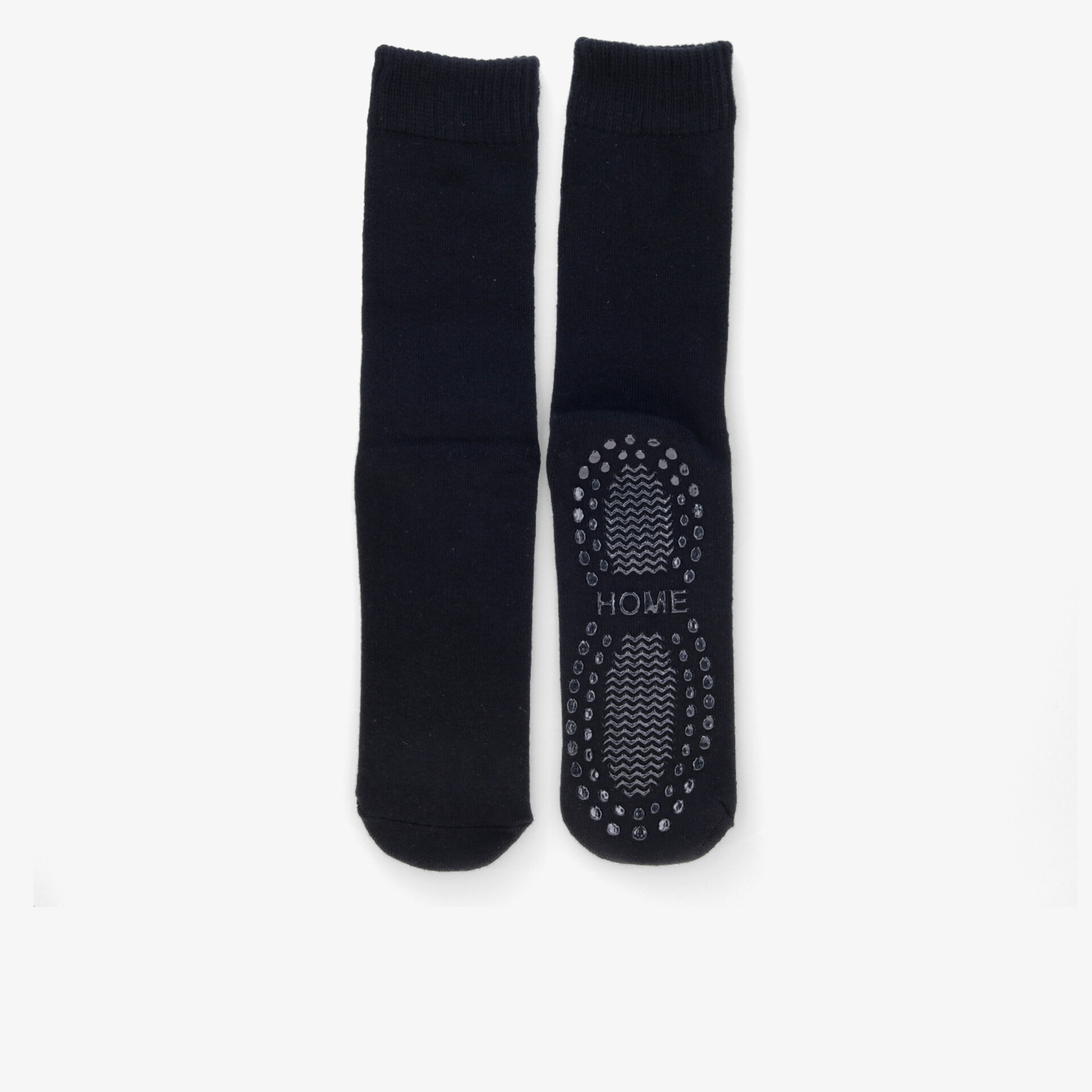 Schwarze Socken mit rutschfesten Silikonpunkten, weich und komfortabel für sicheren Halt auf glatten Böden