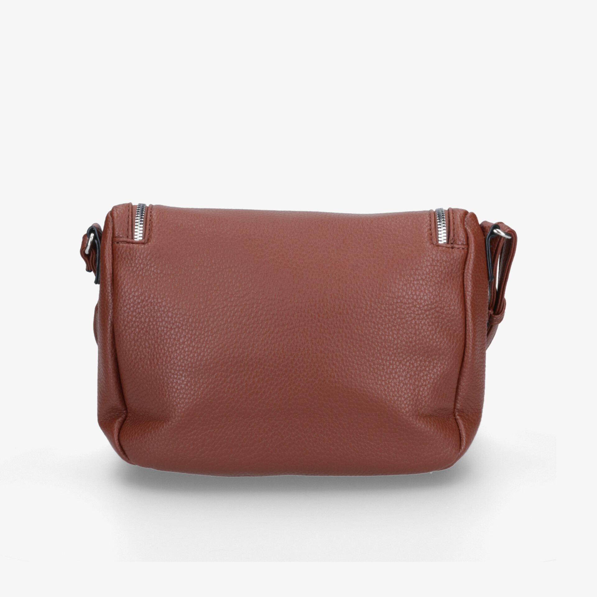Braune kompakte Ledertasche mit verstellbarem Schulterriemen und feiner Naht in elegantem minimalistischen Stil