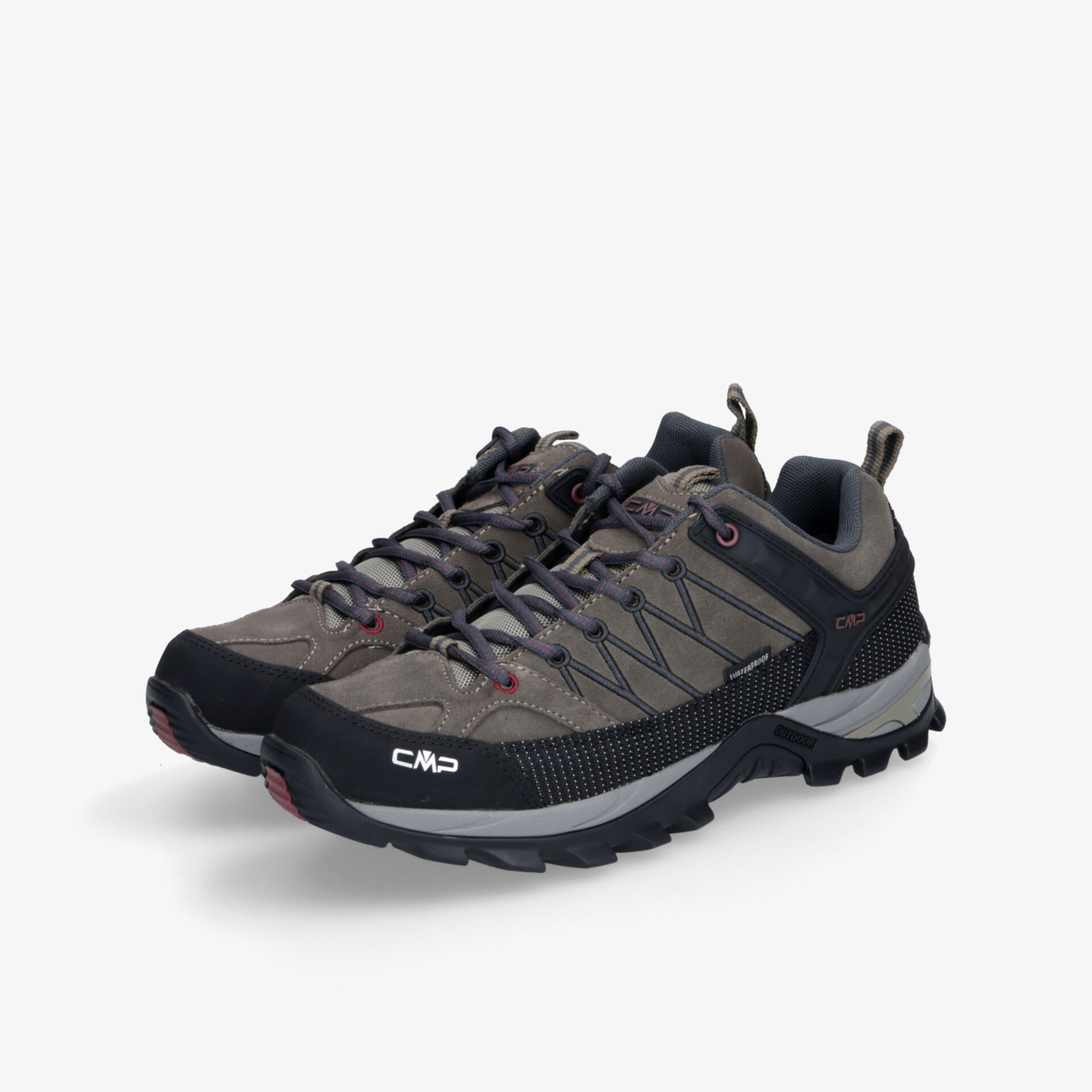 Robuster grauer und schwarzer Wanderschuh mit atmungsaktivem Material und griffiger Sohle, ideal für Outdoor-Aktivitäten