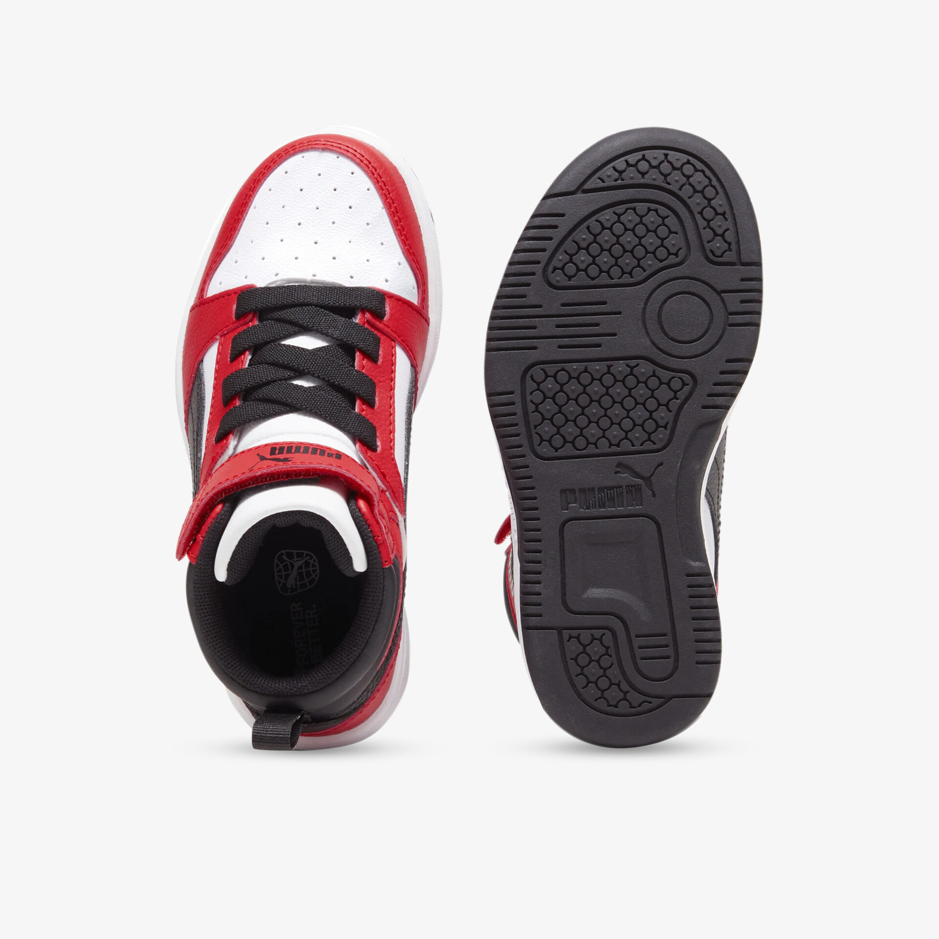 Moderner Sportschuh mit atmungsaktivem Material, bequemer Passform und rutschfester Profilsohle, Draufsicht und Sohlenansicht