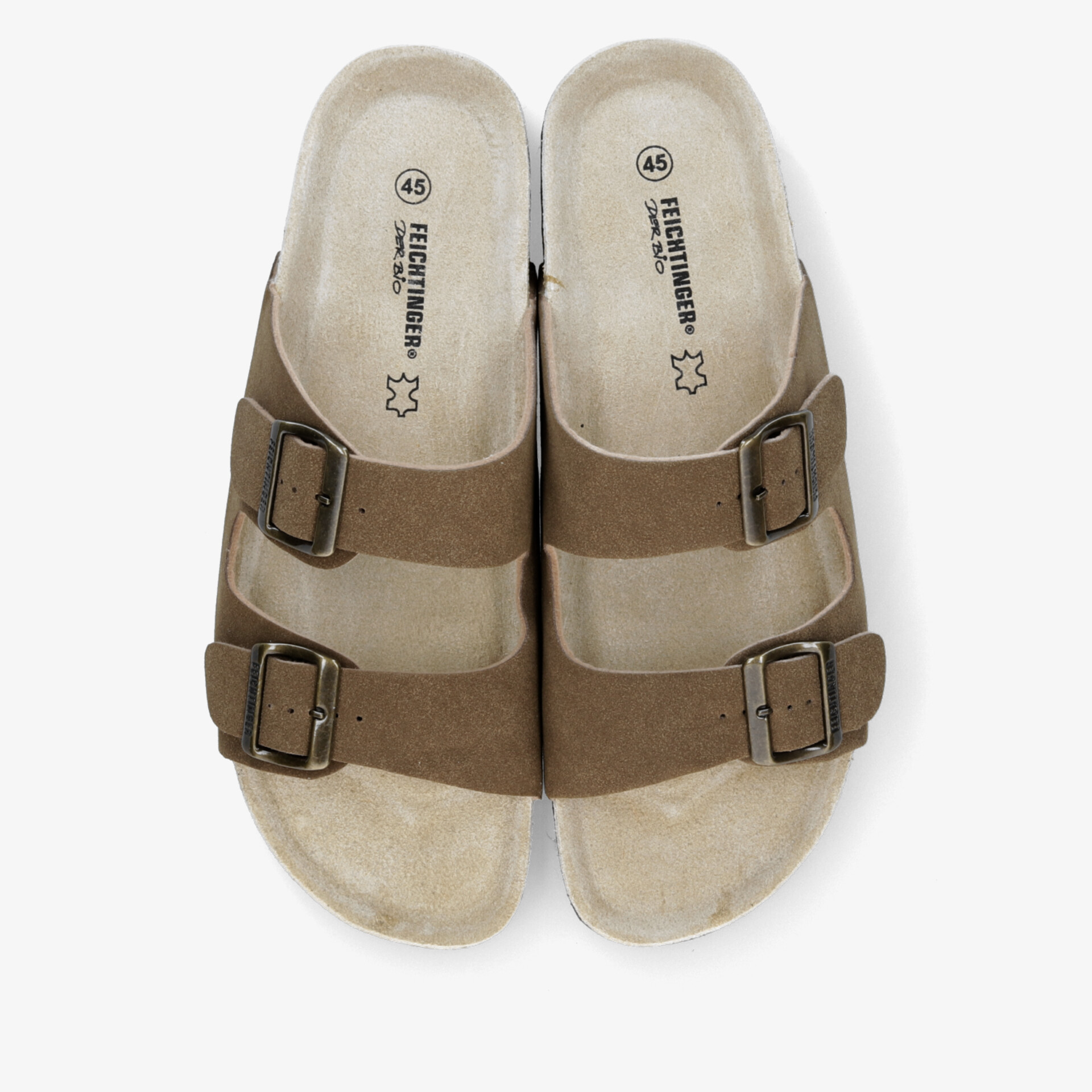 Bequeme braune Sandalen mit zwei verstellbaren Schnallen und weichem Fußbett, perfekt für entspannten Alltag
