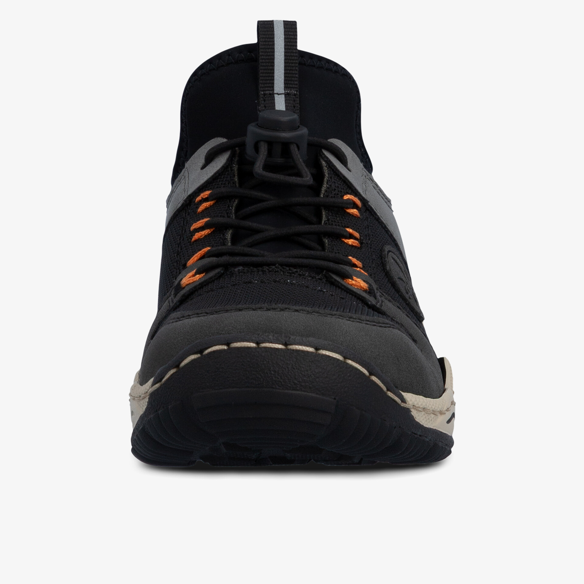 Robuster Schuh mit atmungsaktivem Material, rutschfester Sohle und flexibler Passform, Frontansicht