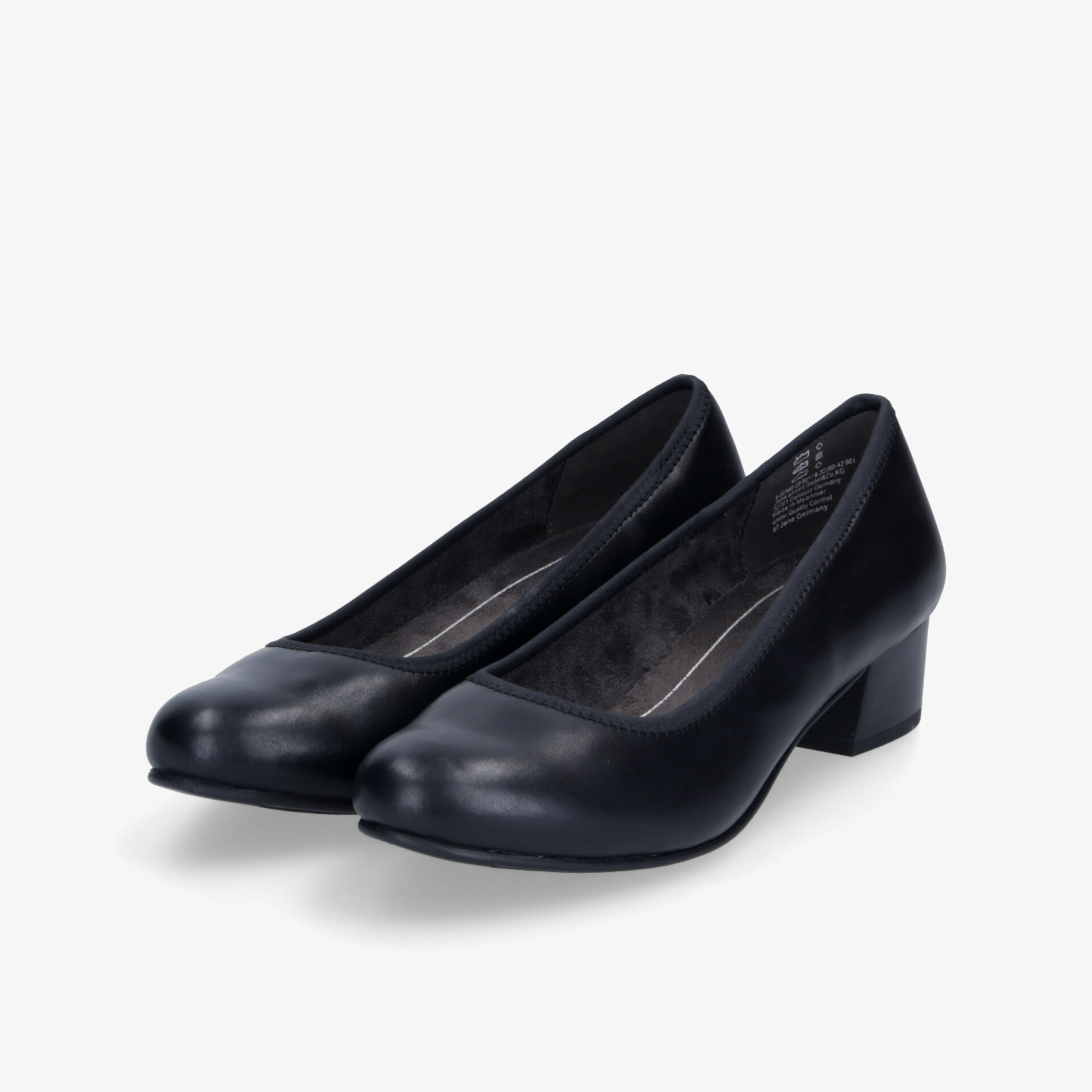 Elegante, klassische schwarze Lederschuhe mit Blockabsatz für hohen Tragekomfort und zeitlosen Stil.