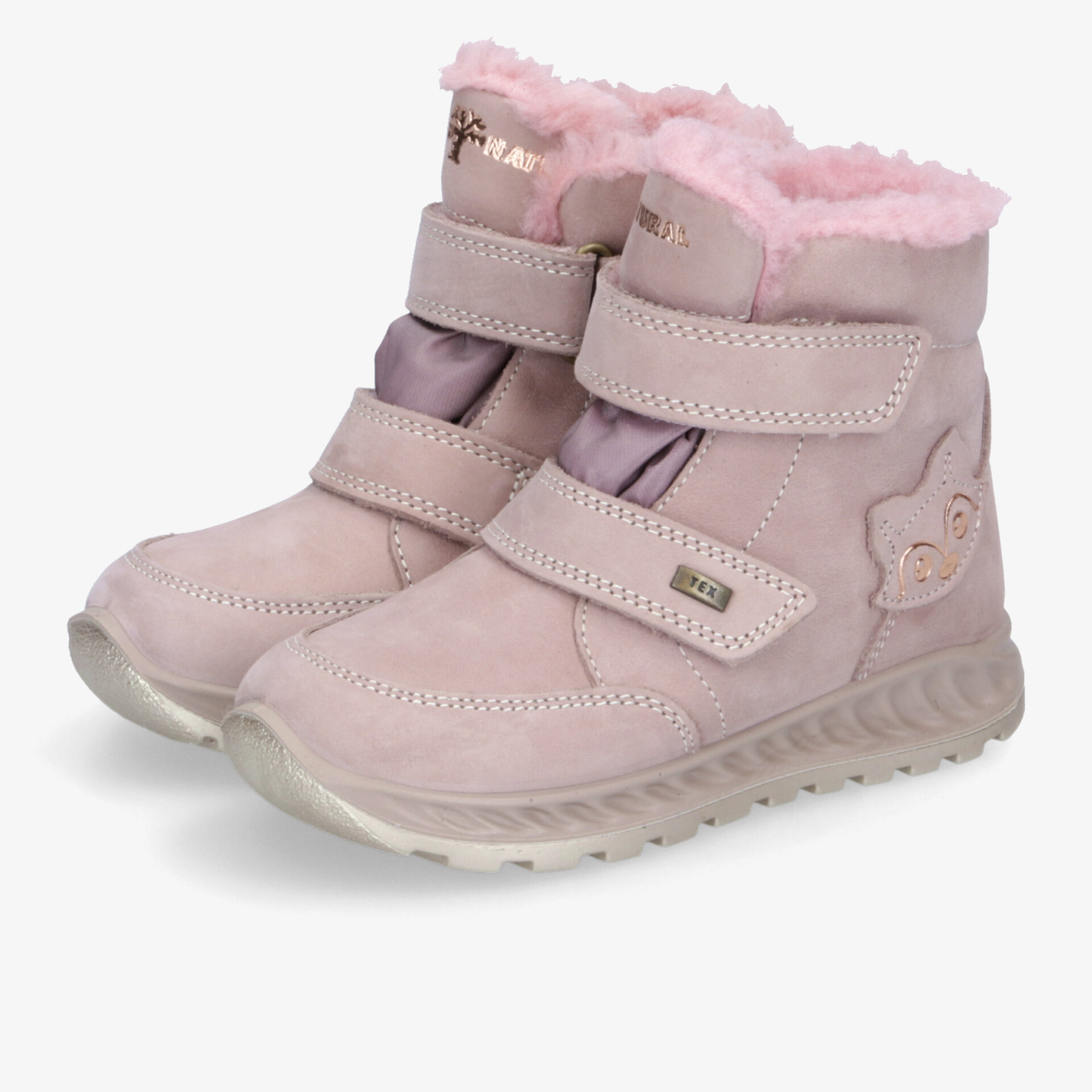 Rosa warme Winterstiefel mit weicher Innenfütterung und robusten rutschfesten Sohlen, bequem und praktisch