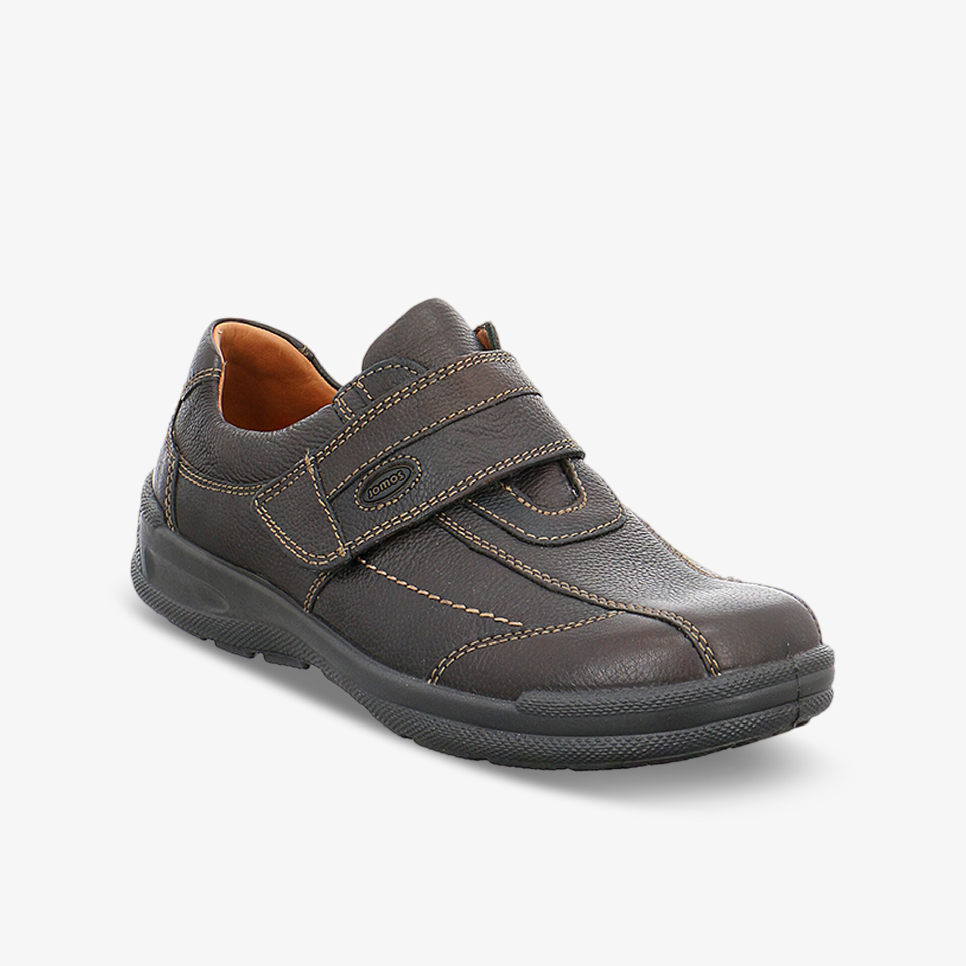 Eleganter Lederschuh mit Klettverschluss und rutschfester Sohle für besten Tragekomfort und Stil.