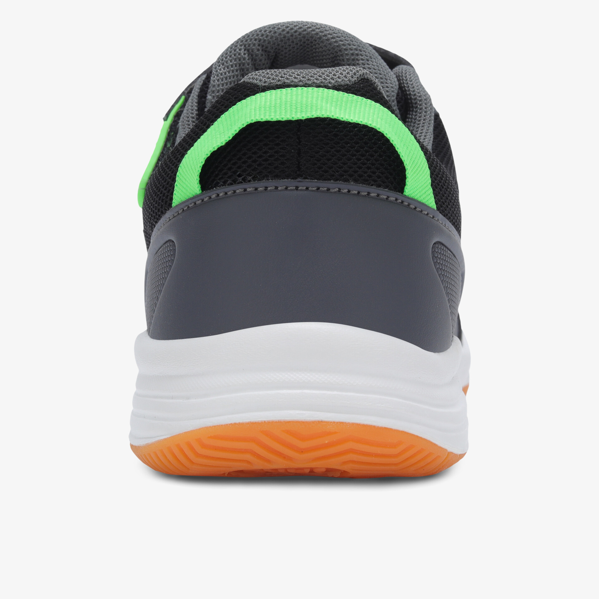 Robuster Schuh mit bequemer Polsterung und rutschfester Sohle, Rückansicht in klarer Perspektive