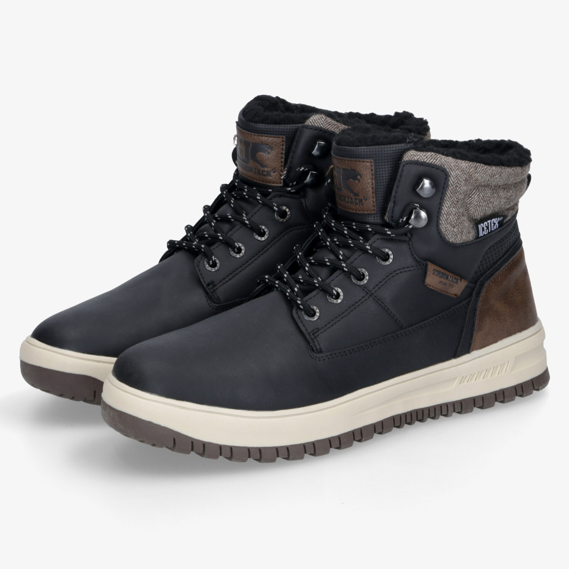 Stilvolle schwarze Stiefel mit warmem Innenfutter und rutschfester Sohle für optimalen Komfort und Stabilität.