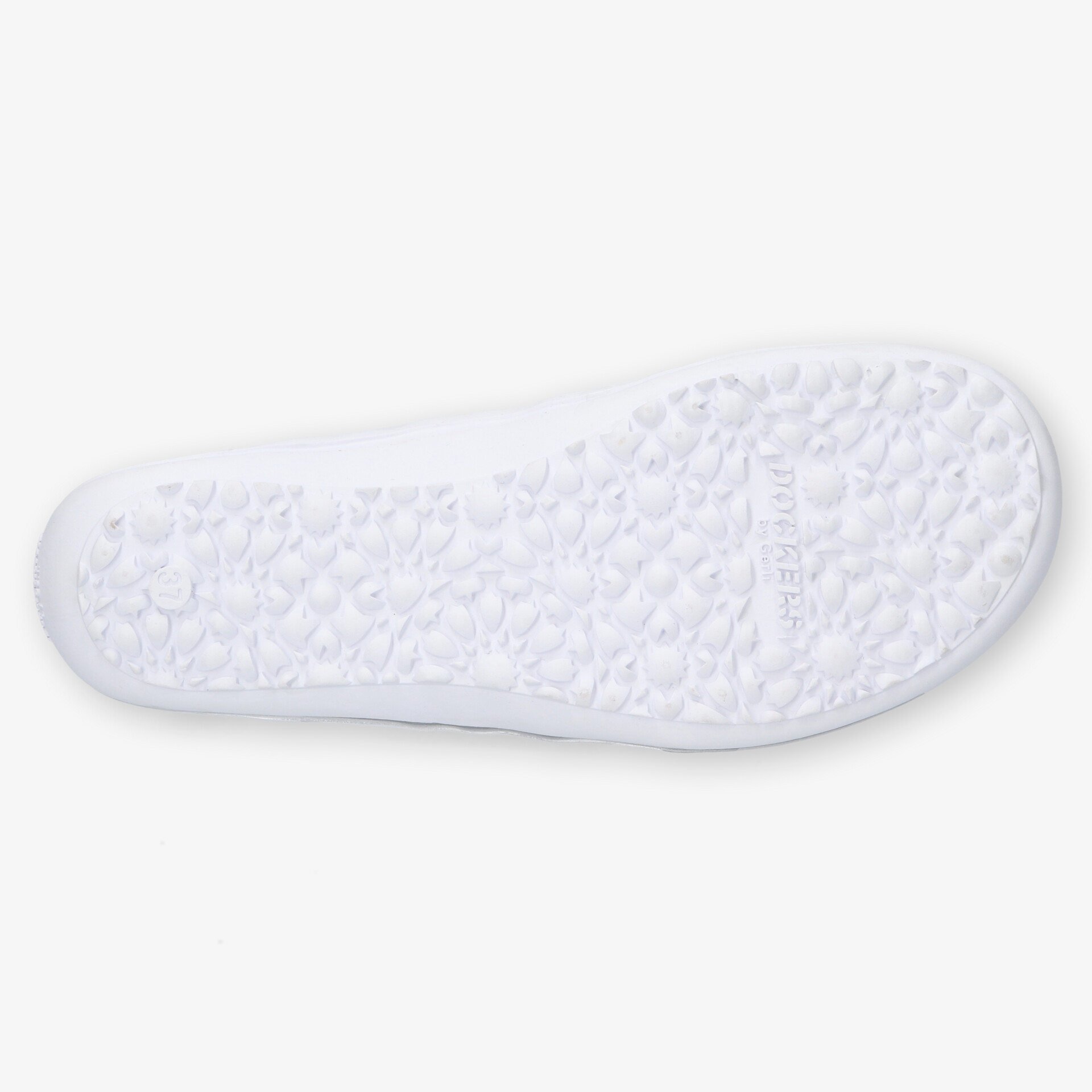 Rutschfeste weiße Schuhsohle mit strukturierter Oberfläche für optimalen Halt und Komfort bei jedem Schritt