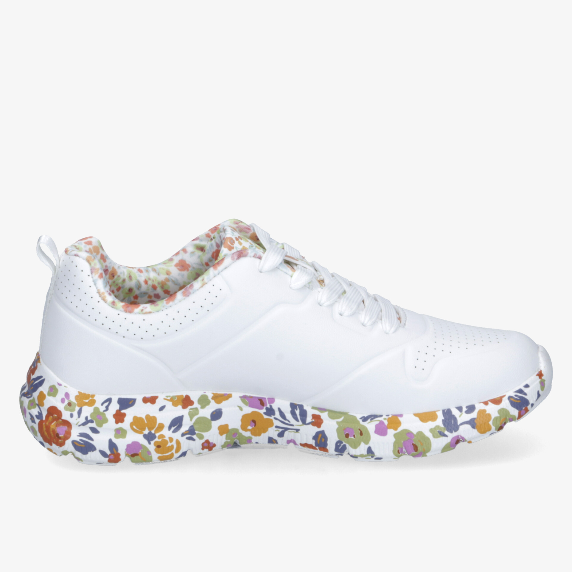 Weißer Sneaker mit farbenfroher, weicher Sohle und atmungsaktivem, komfortablem Obermaterial perfekt für Alltag