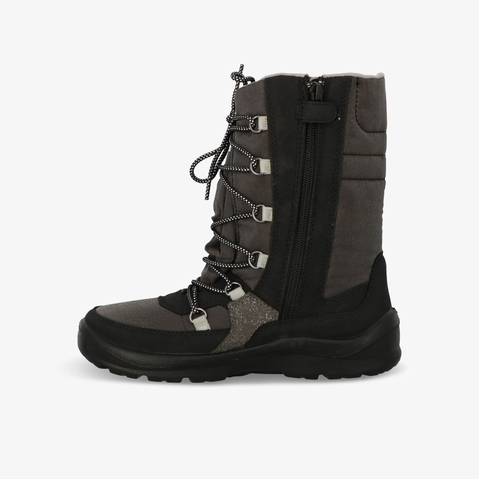 Robuste, wasserdichte Winterstiefel mit Schnürung und Reißverschluss für optimalen Halt und Komfort.