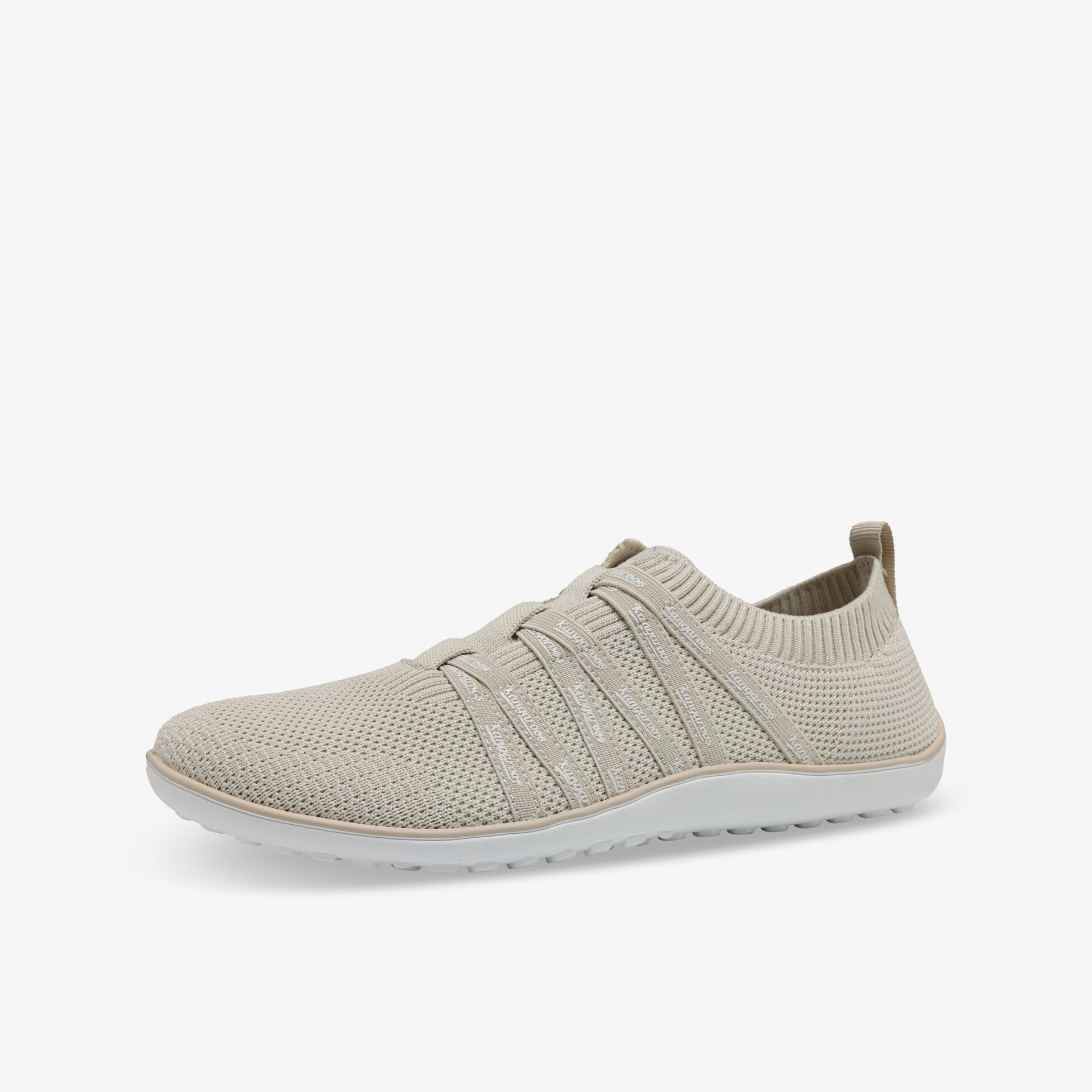 Leichter Schuh aus flexiblem Strickmaterial mit rutschfester Sohle und bequemer Passform in seitlicher Ansicht