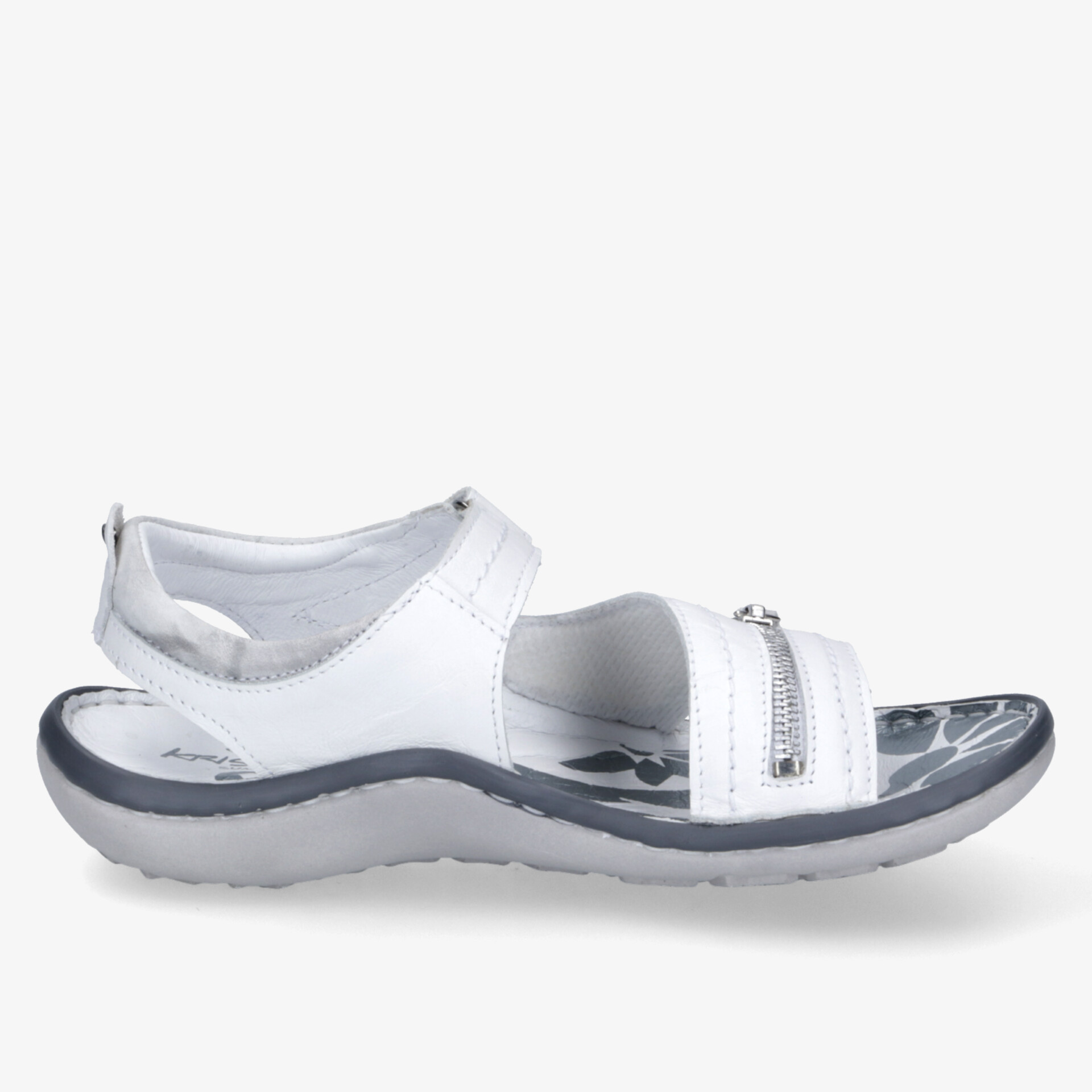 Bequemer weißer Sandalenschuh mit verstellbarem Riemen und gepolsterter Sohle, leicht und flexibel