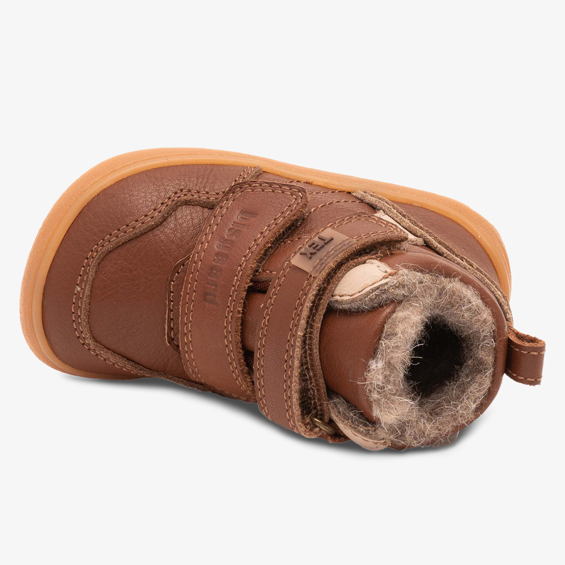 Warmer Kinderhausschuh aus robustem Leder mit bequemem Klettverschluss und rutschfester Sohle