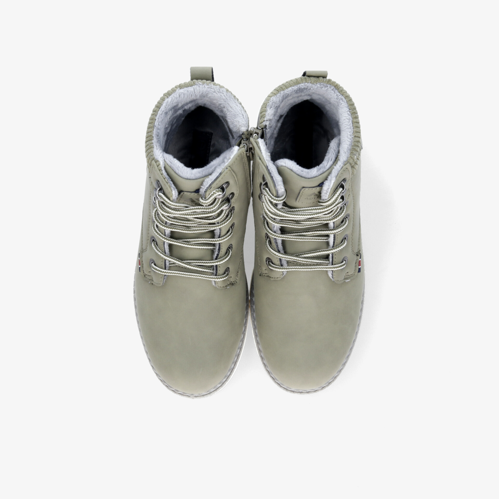 Robuste, gepolsterte graue Schuhe mit Schnürsenkeln für hohen Komfort und Alltagstauglichkeit, Draufsicht Paar