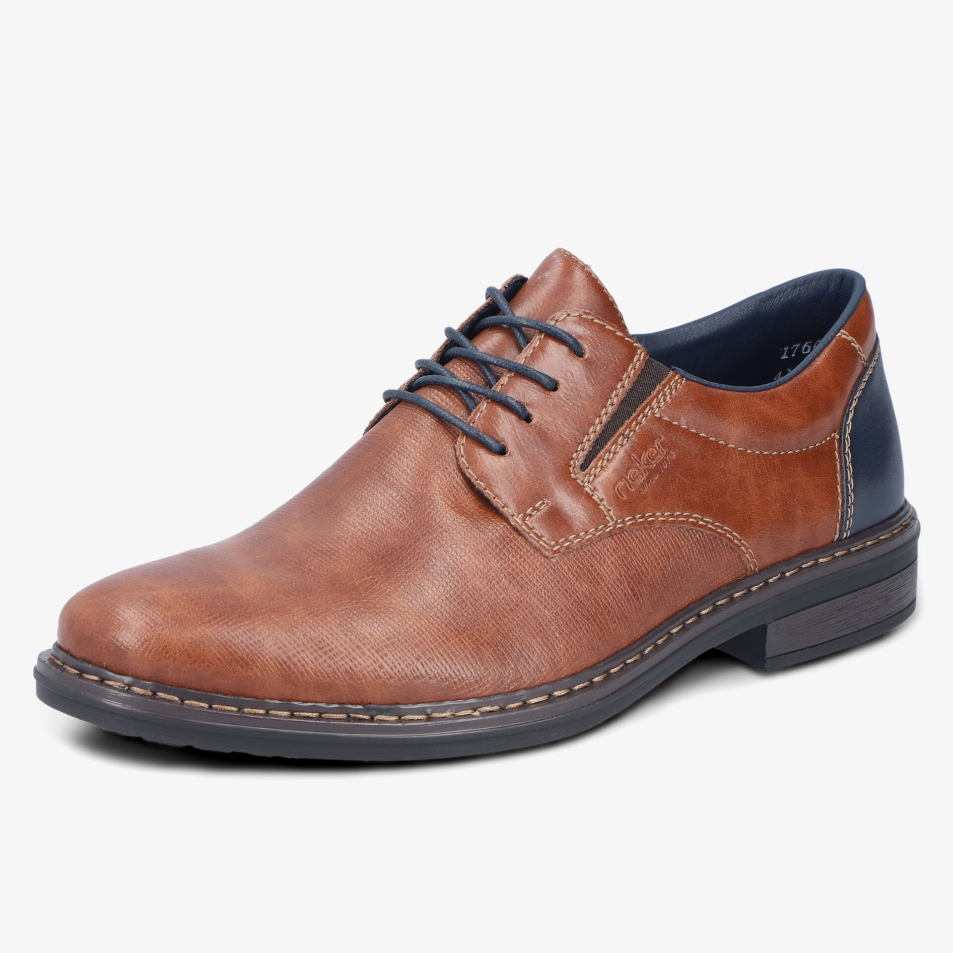 Eleganter brauner Lederschnürschuh mit seitlichem Reißverschluss und robuster Sohle für hohen Tragekomfort