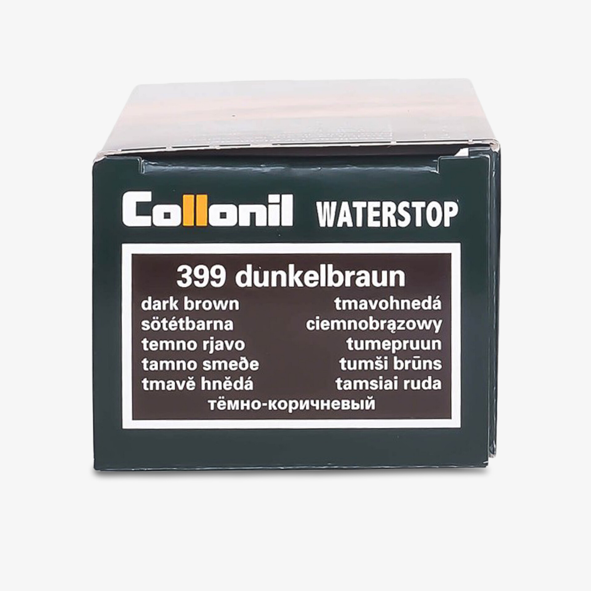 Collonil Waterstop 399 in Dunkelbraun, leistungsstarkes Schuhpflegemittel für besten Nässeschutz und Farbintensität.