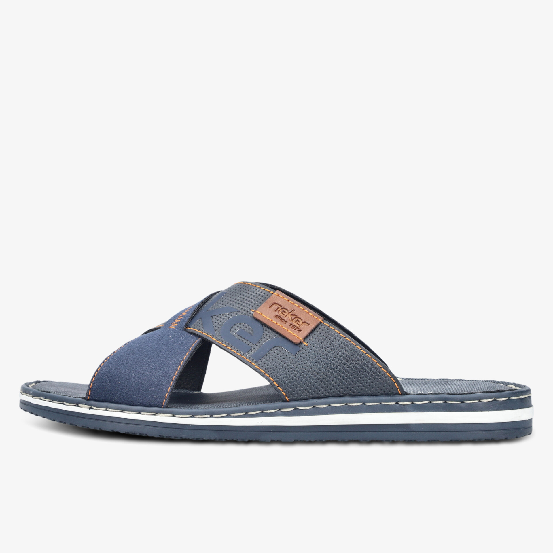 Bequeme navyblaue Sandale mit gekreuzten Riemen, rutschfester Sohle und weicher Polsterung für entspannten Tragekomfort