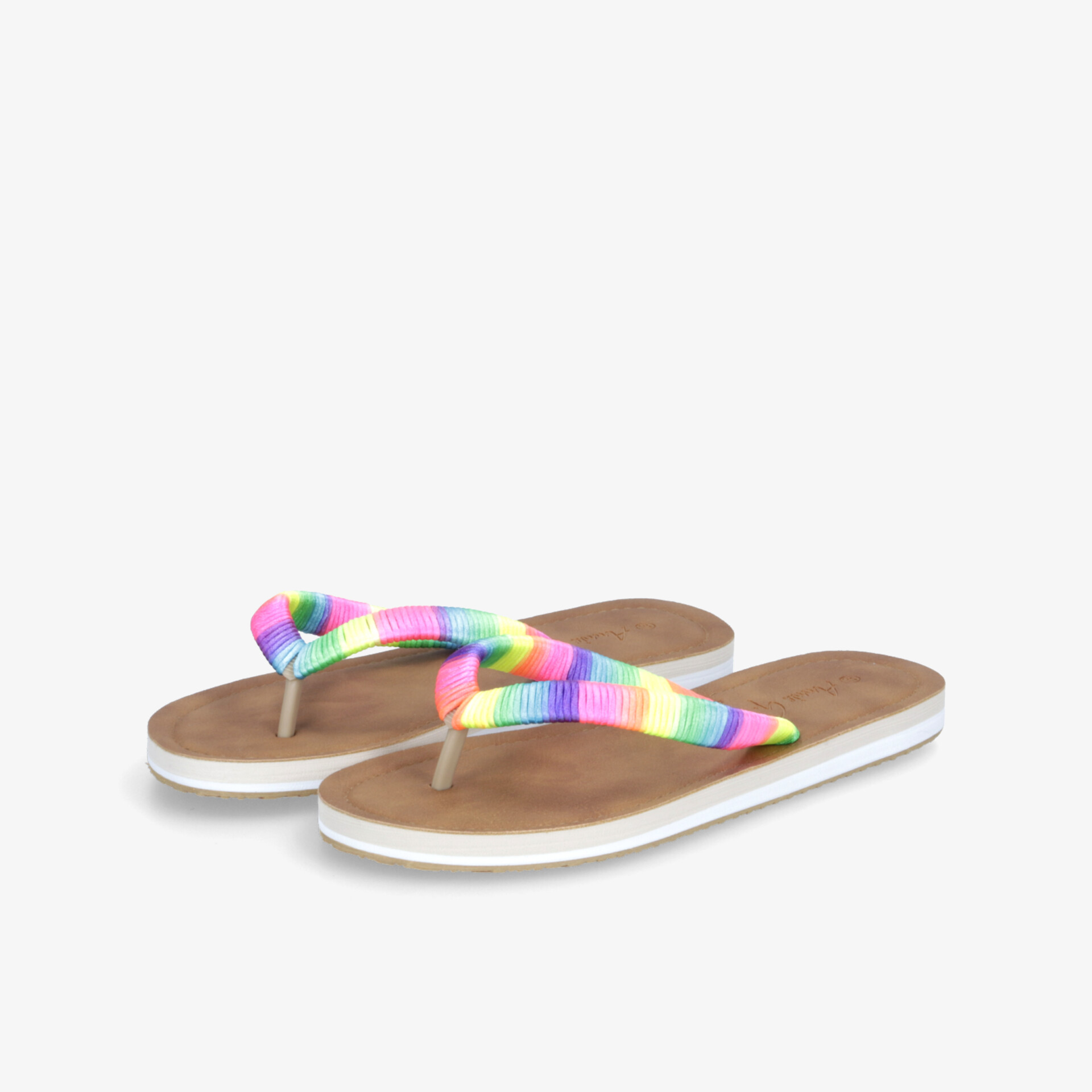 Bequeme bunte Flipflops mit weicher Sohle und farbenfrohen Regenbogenriemen, ideal für Sommer und Freizeit