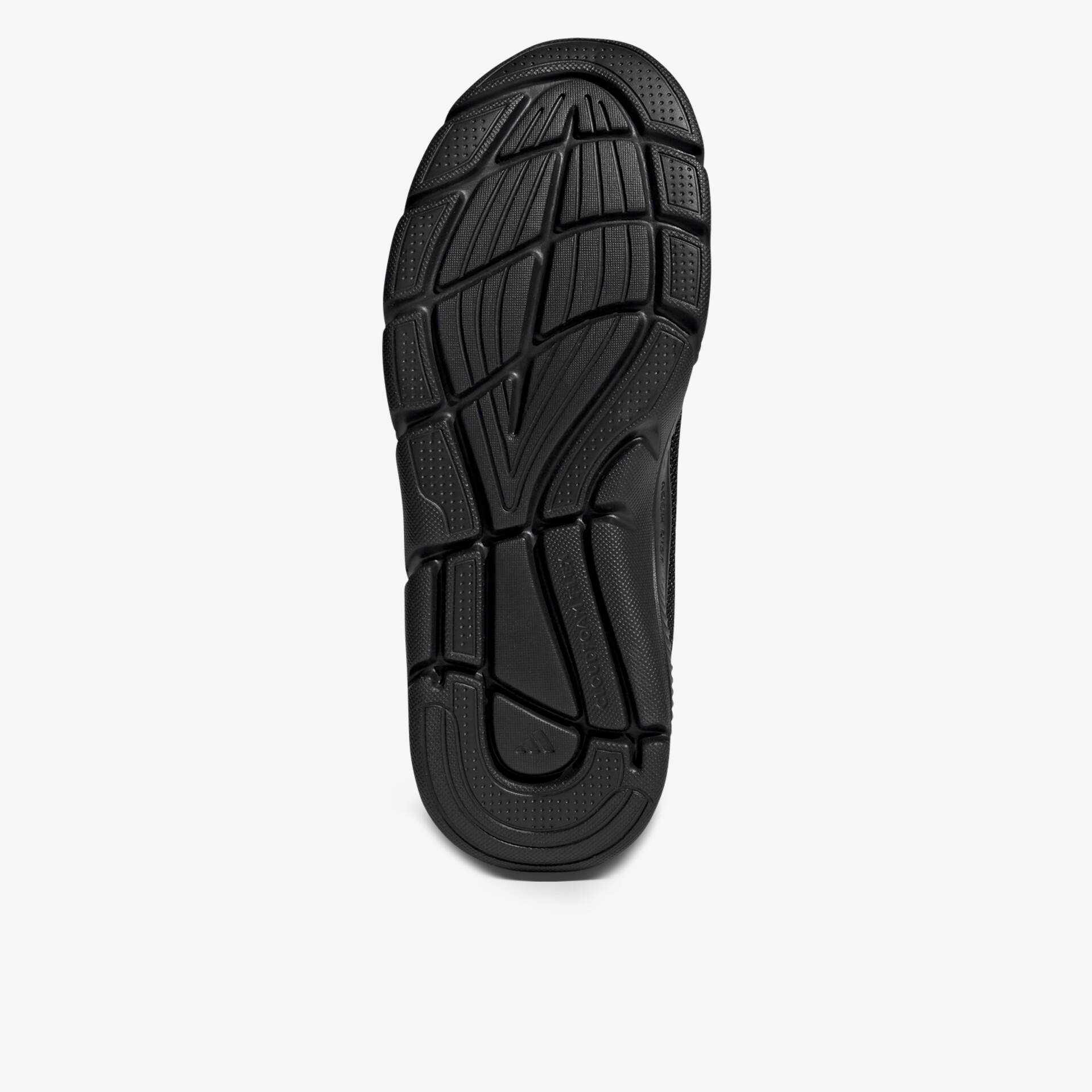 Schwarze rutschfeste Schuhsohle mit robustem Profil für besonders guten Halt und hohe Langlebigkeit