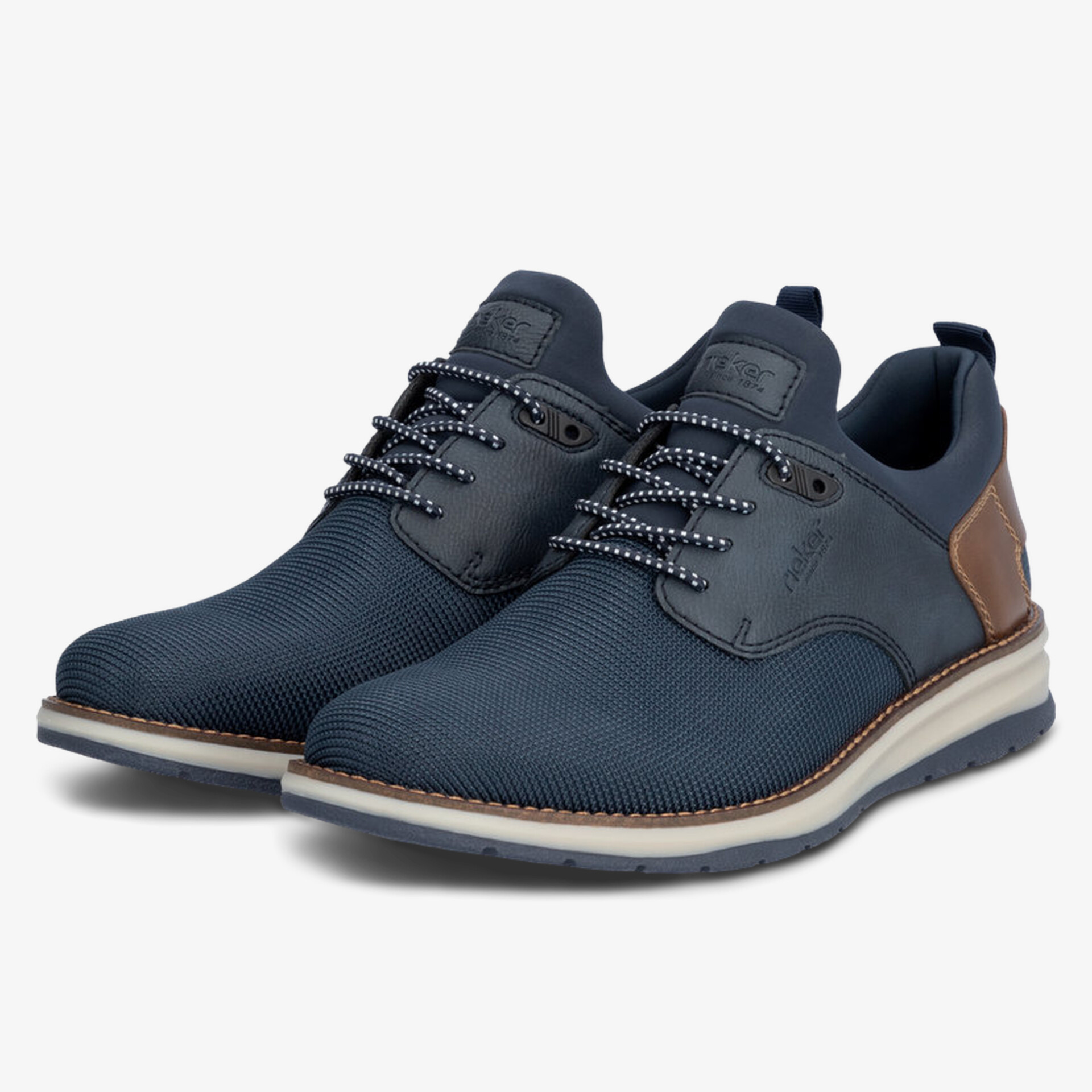 Elegante und bequeme Schnürschuhe in Navy mit braunen Details, leichte und atmungsaktive Materialien für Komfort
