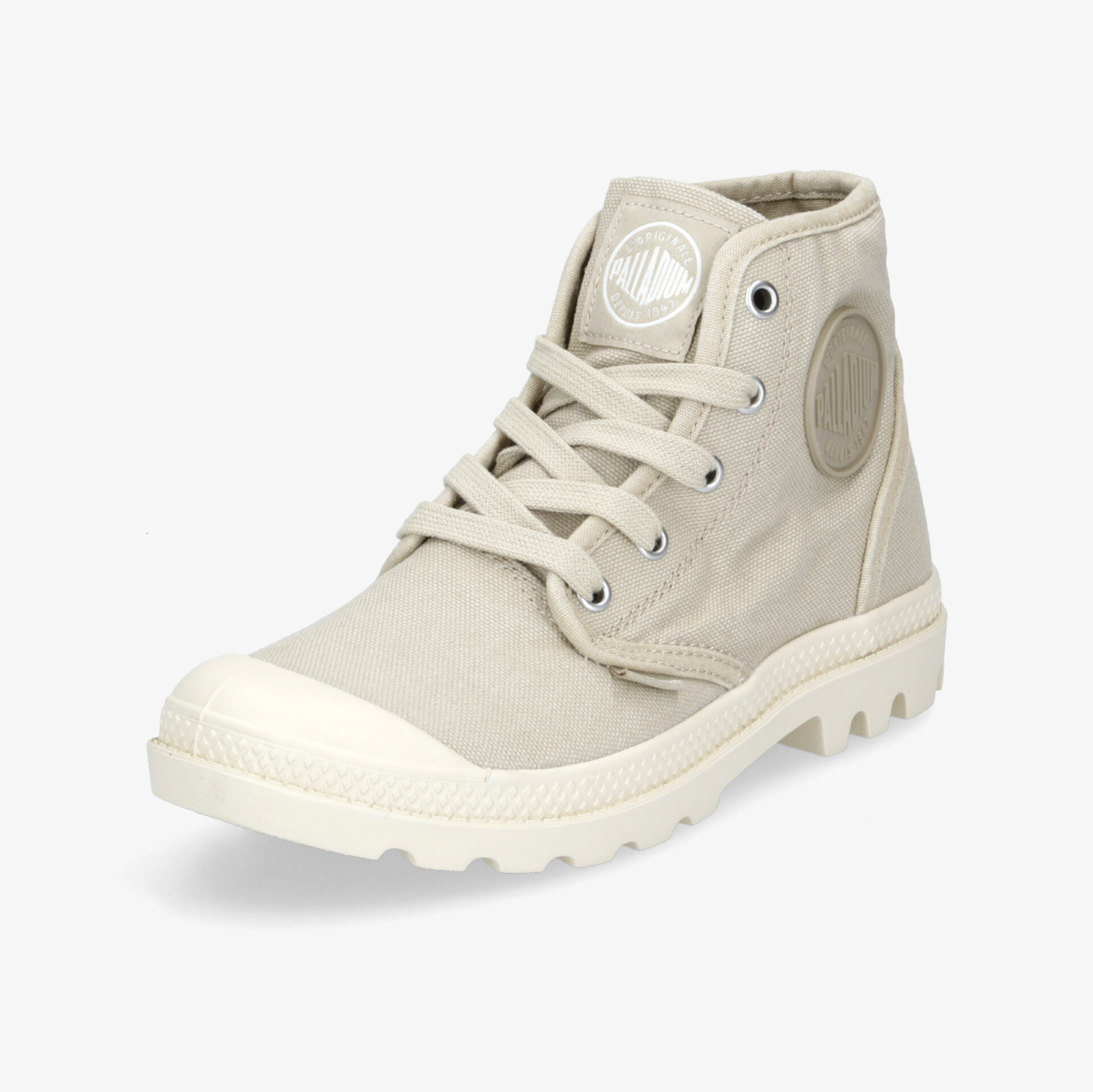 Hochwertiger Sneaker aus beigem Textil mit stabiler Sohle und modernem Design für Stil und Komfort.