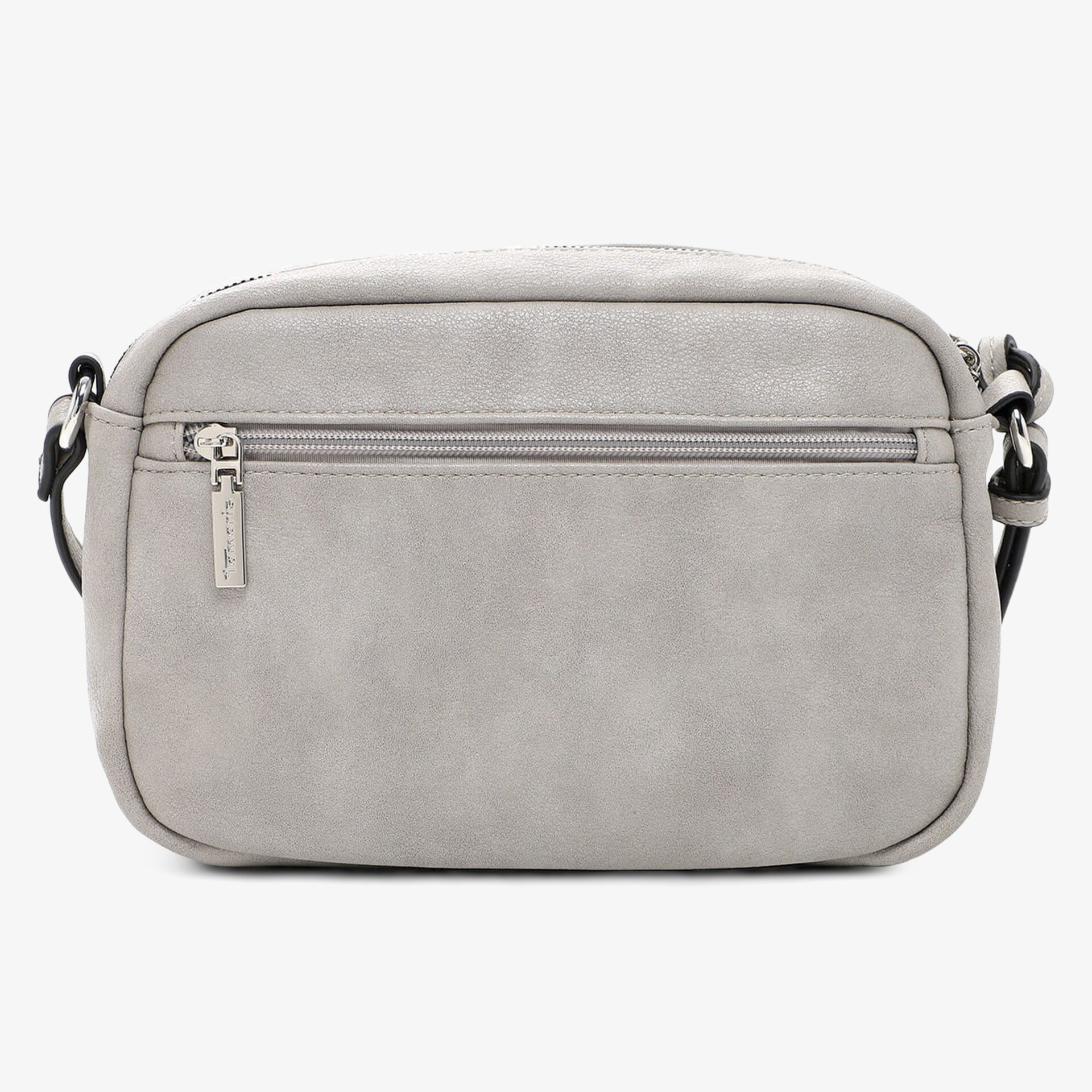 Grau Umhängetasche mit glatter Oberfläche und praktischem Reißverschlussfach vorne, kompakt und leicht