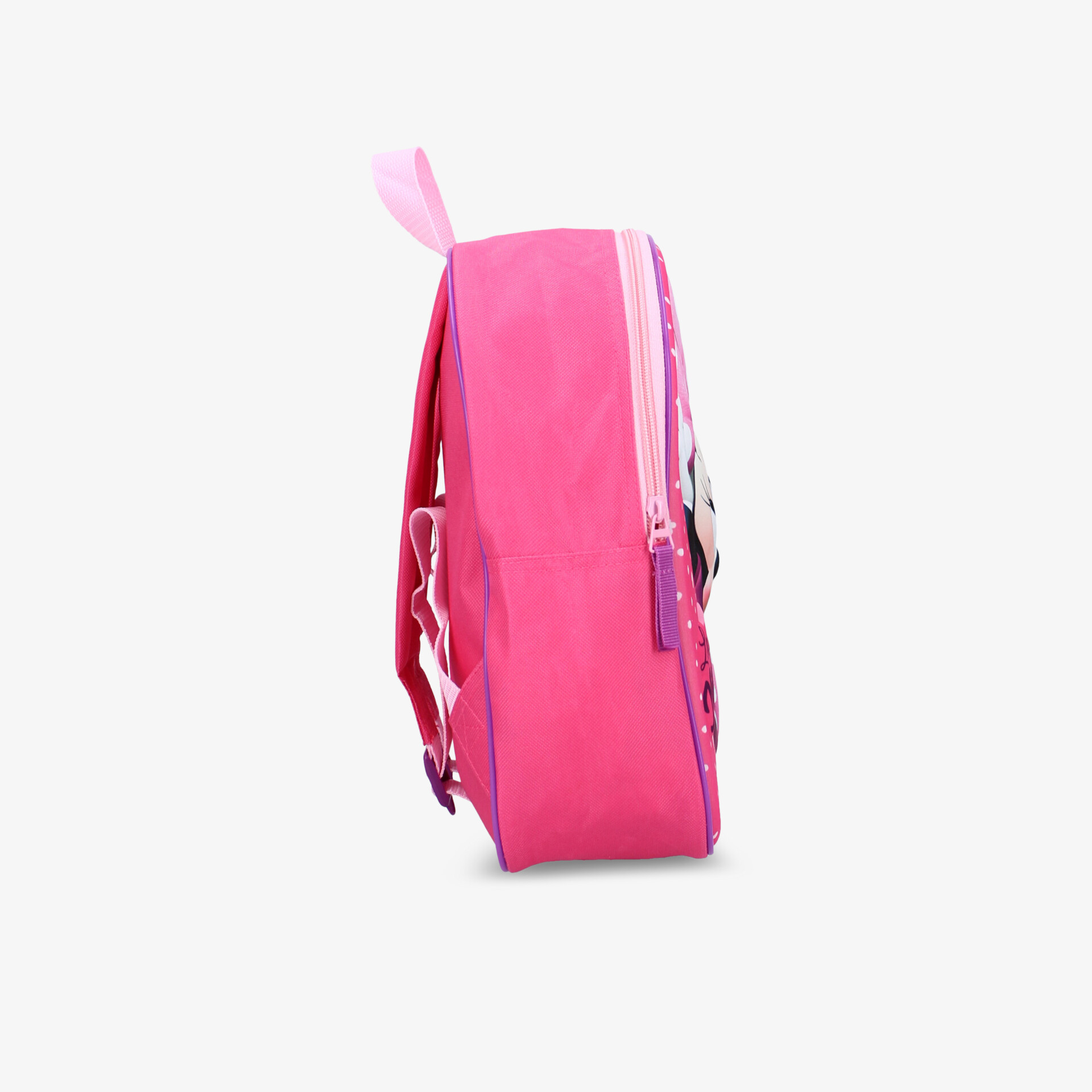 Kompakter pinker Rucksack mit verstellbaren Trägern und robustem Reißverschluss, ideal für Alltagsaktivitäten.