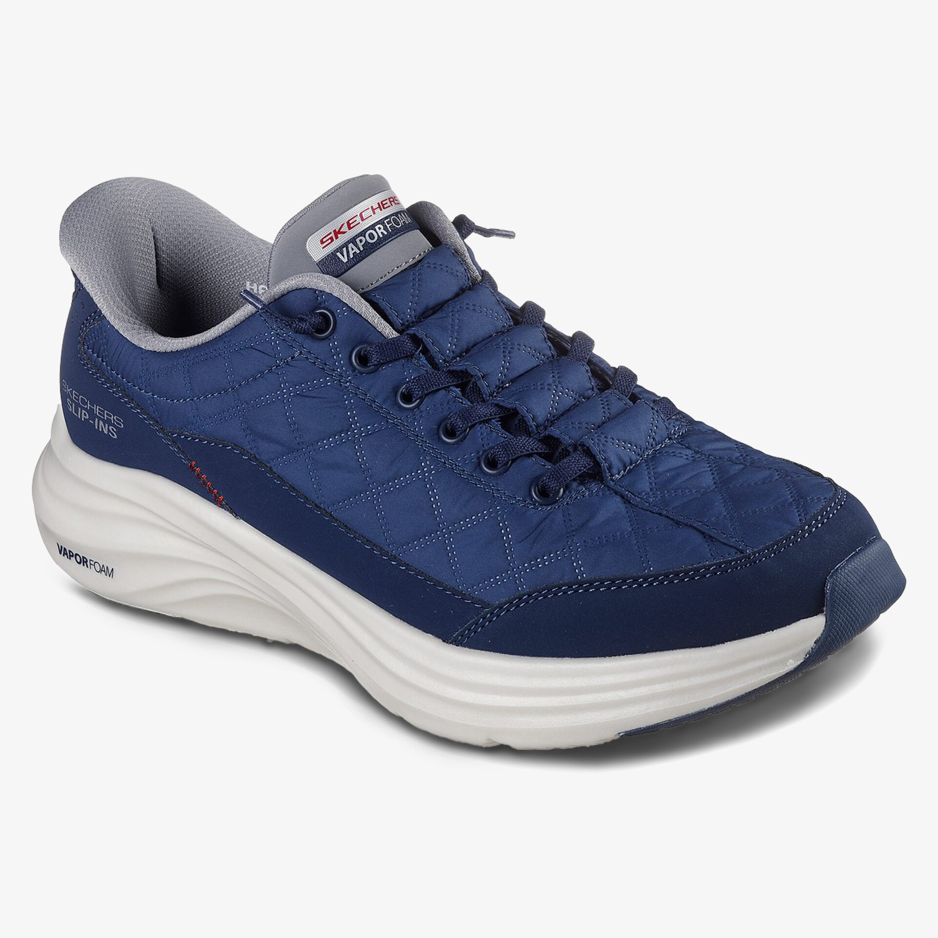 Blauer Sneaker mit weißer Sohle und bequemer Passform.
