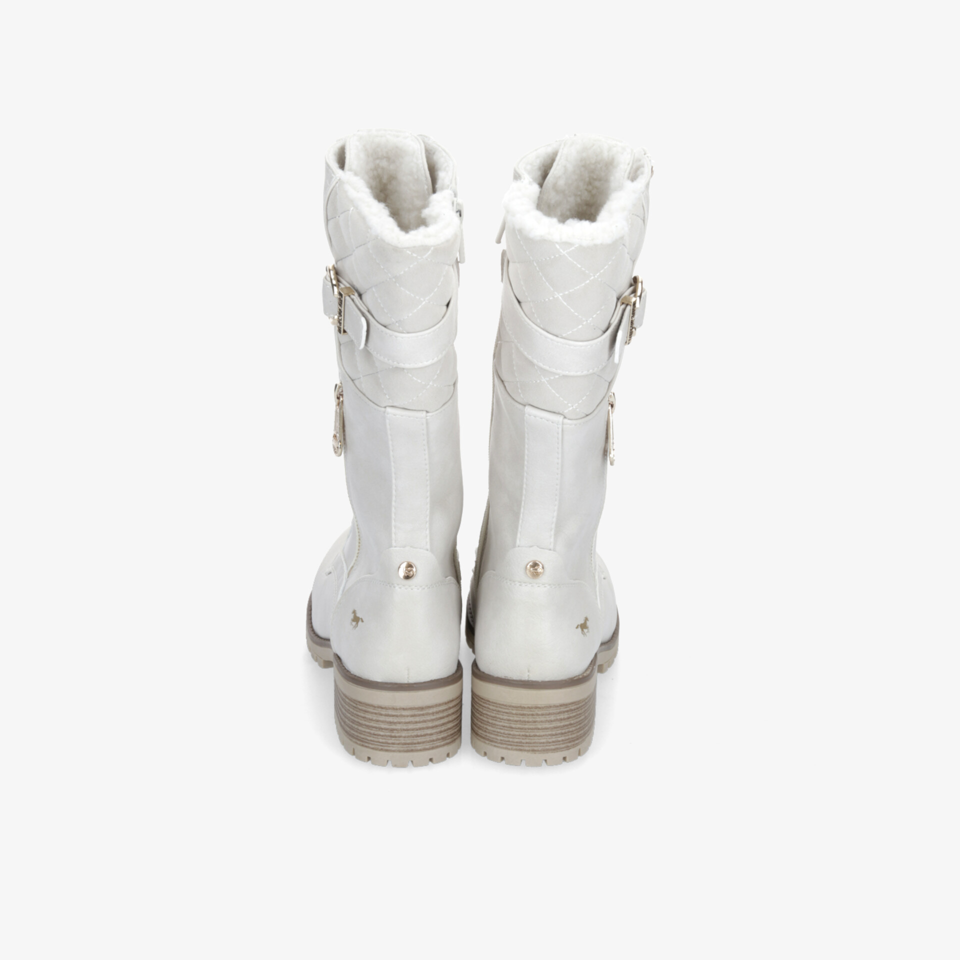 Elegante weiße Stiefel mit stilvollem Design und robuster Sohle, ideal für modische Outfits.