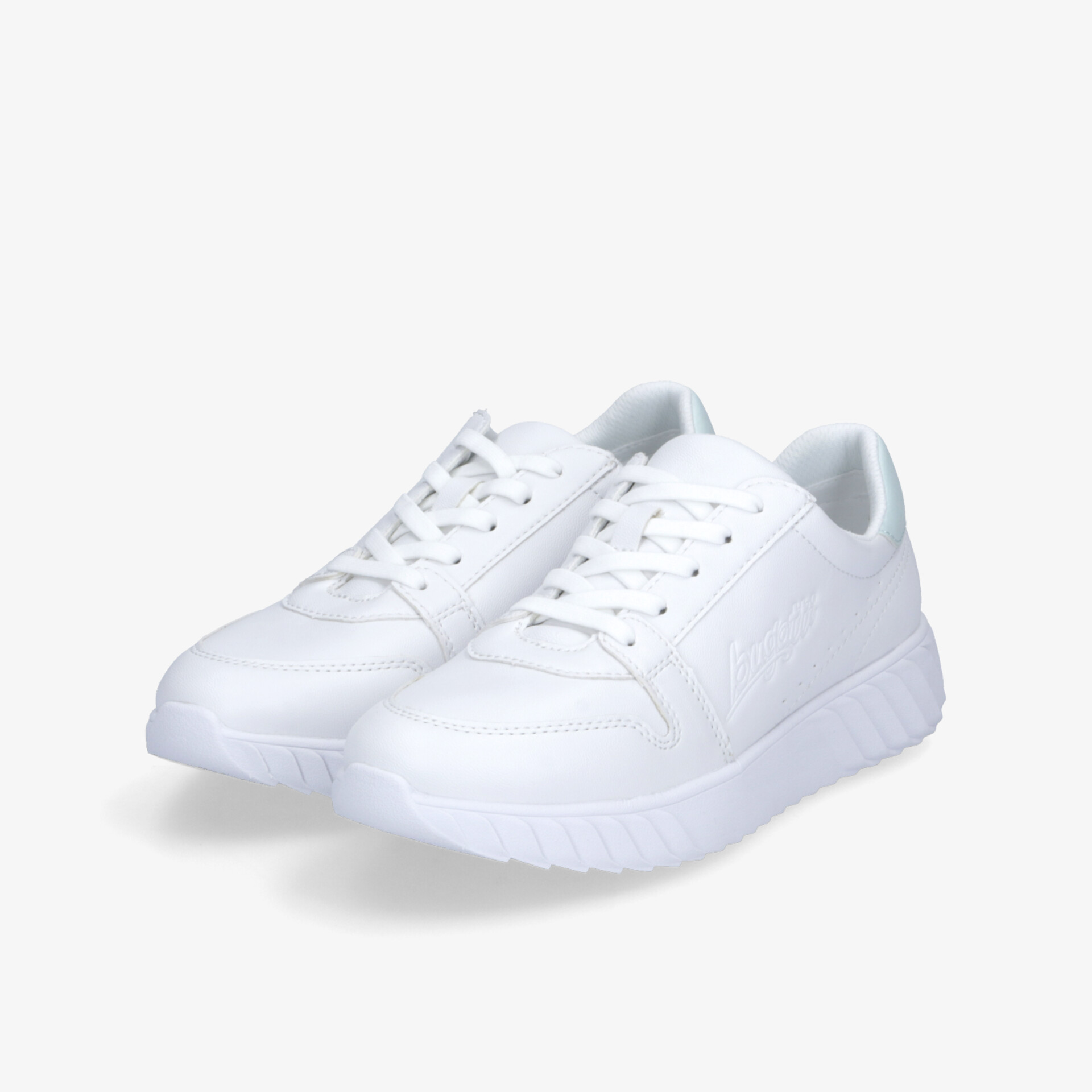 Weißes Sneaker Paar mit sportlicher Optik, leichter und flexibler Sohle, komfortable Passform für vielseitigen Einsatz