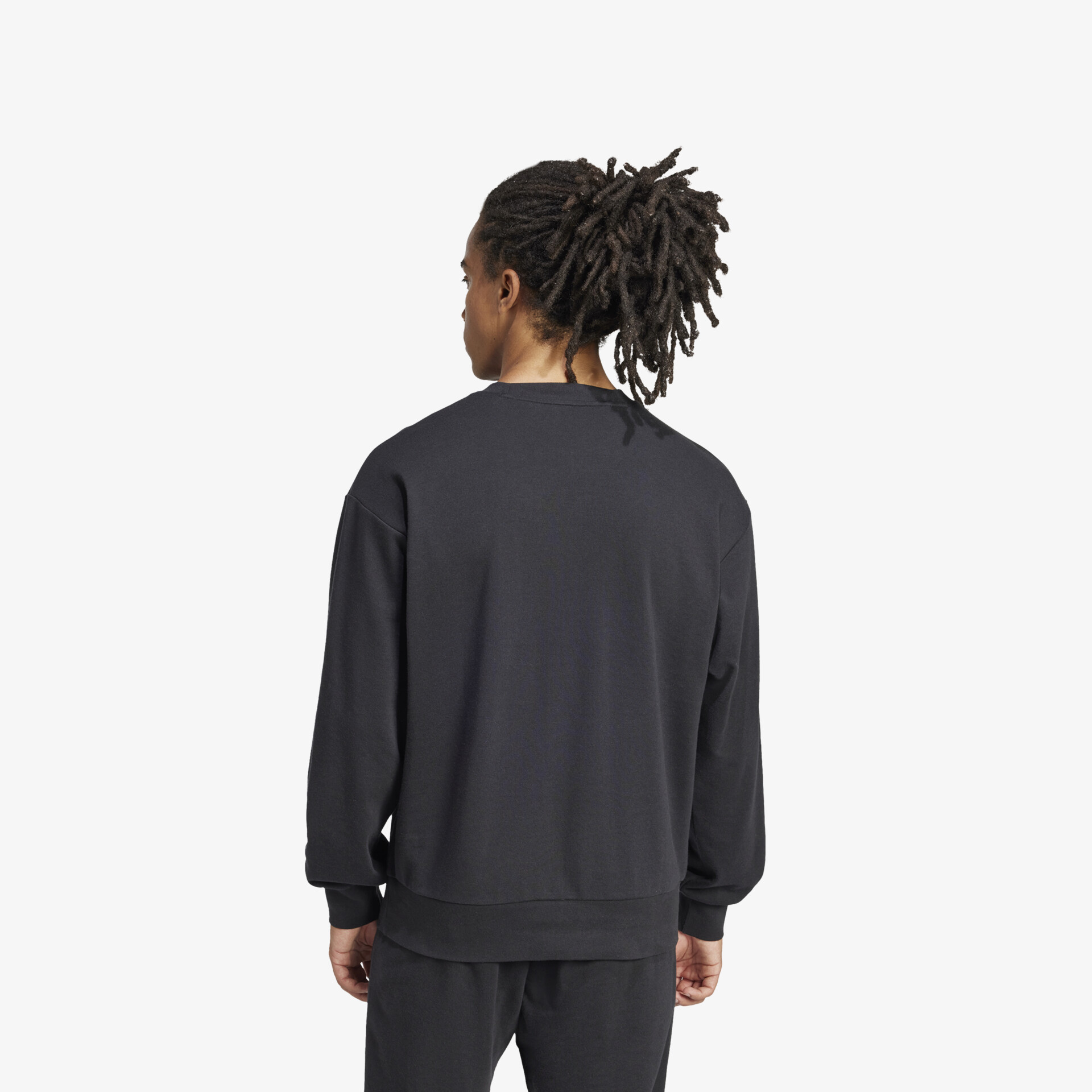 Schwarzer Pullover in Rückansicht mit lockerer Passform und weichem Material für hohen Tragekomfort