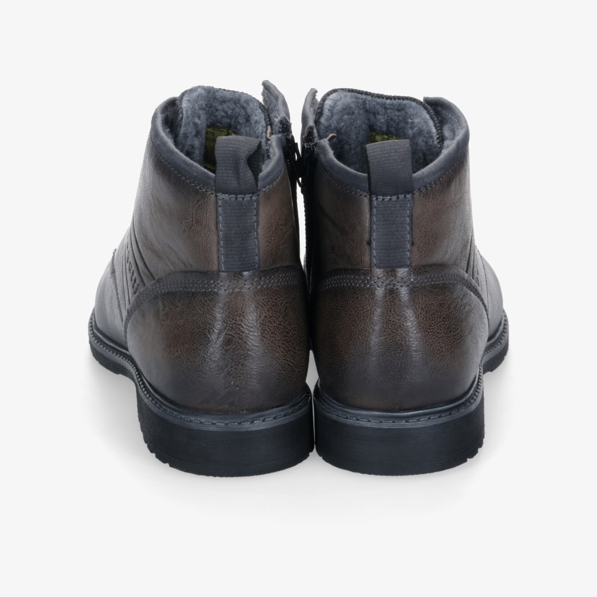 Schwarze Lederstiefel mit gepolstertem Schaftrand und robustem Profil, Rückansicht, hochwertig verarbeitet